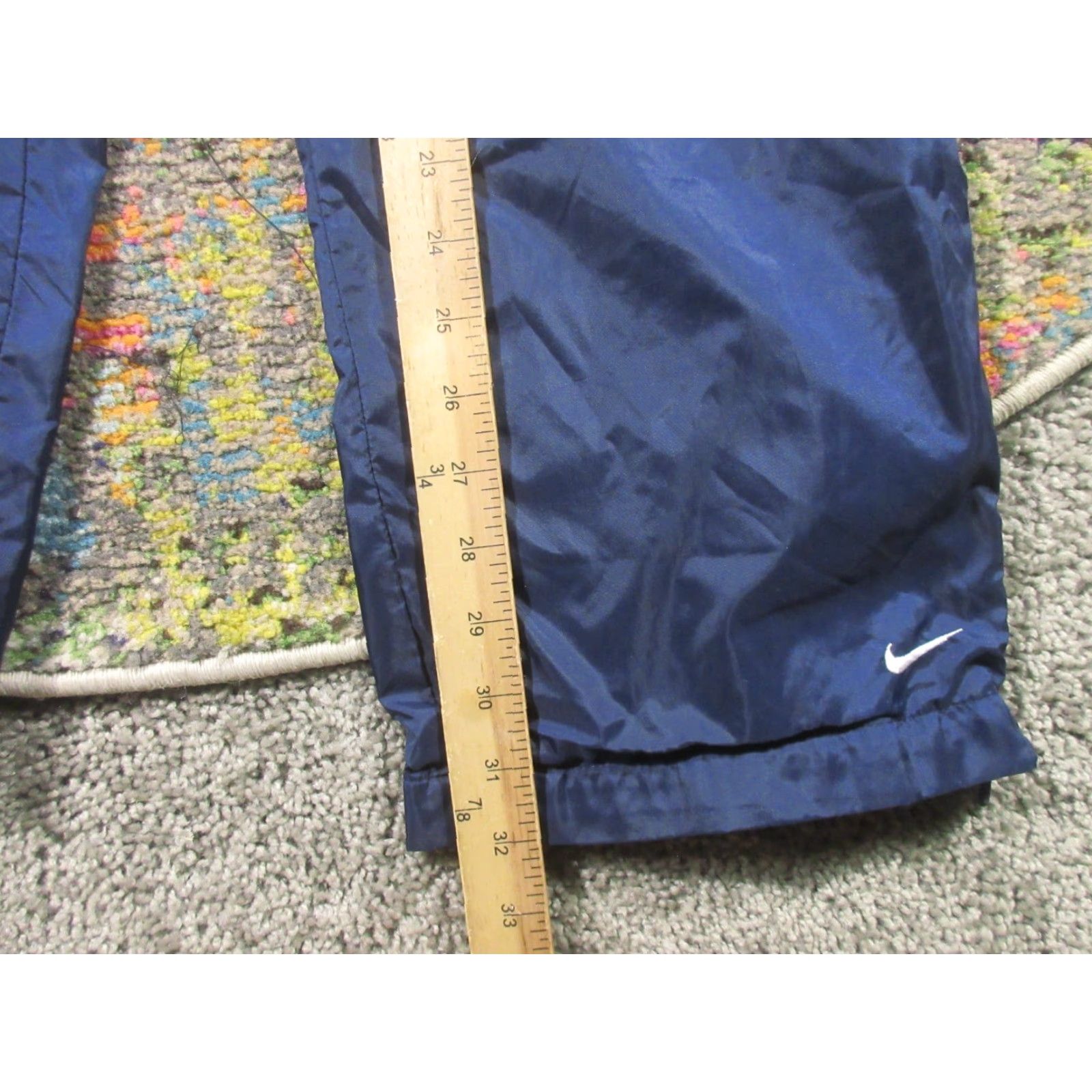 Nike VINTAGE Nike Track Pants Unisex Adults Small Navy Blue Nylon Softshell Lined Pockets Elastic Waist Drawstring Regular Fit Shoes? (No) Size US 29 - 7 Thumbnail