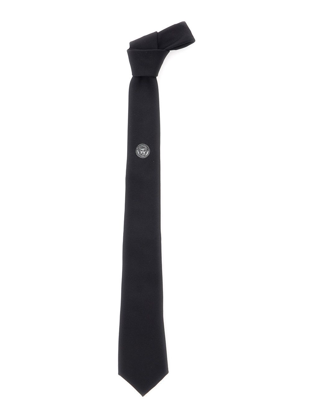 Versace Black Tie with Medusa on the Front in Silk for Men Size ONE SIZE - 1 Thumbnail