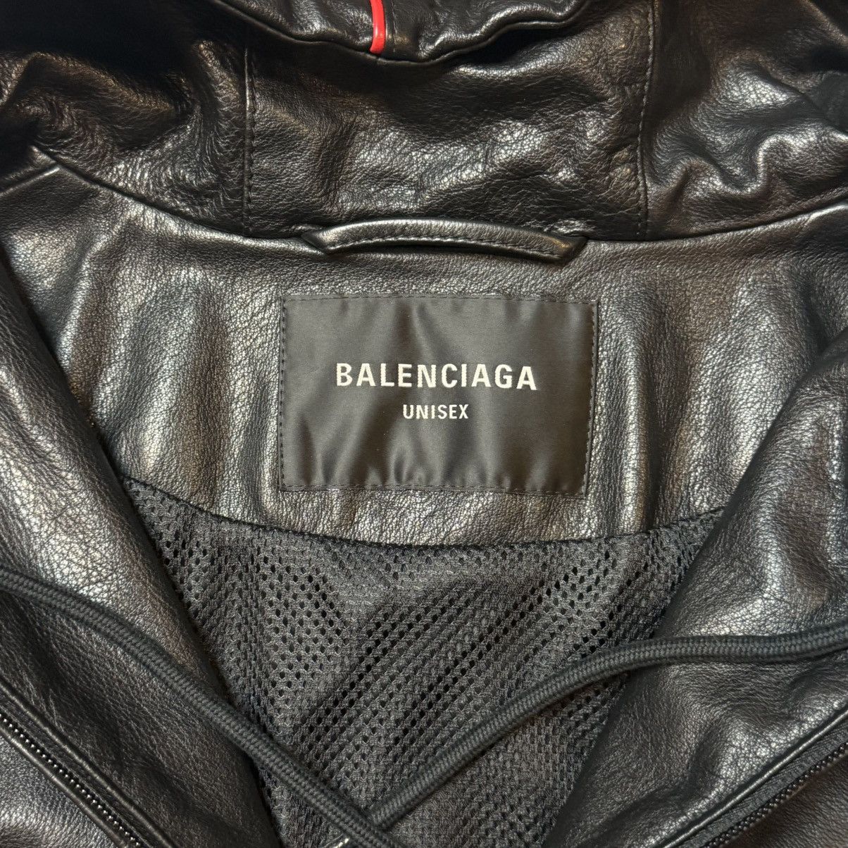 Balenciaga LION CREST HOODED LEATHER TRACK JACKET Size US L / EU 52-54 / 3 - 7 Thumbnail