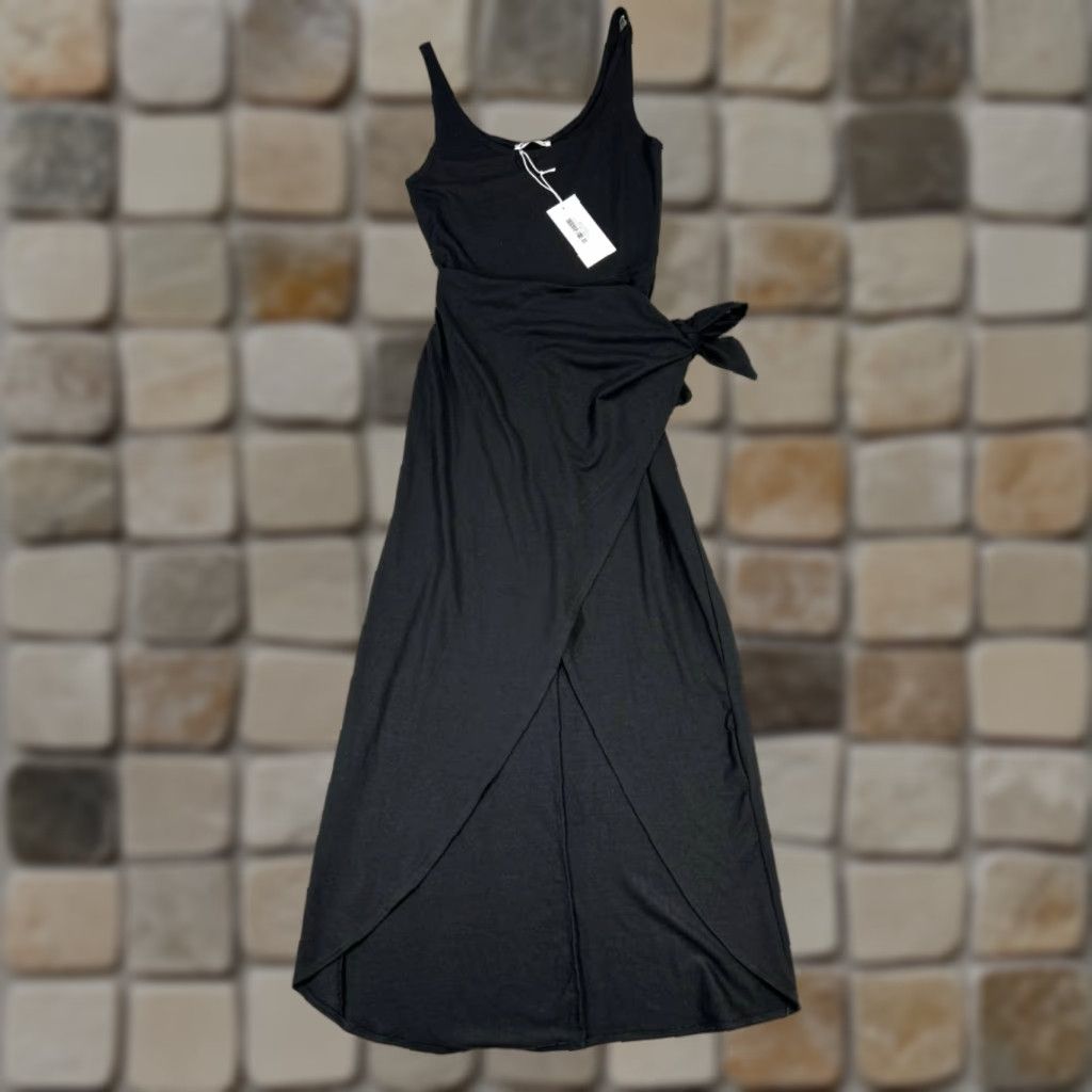 VINTAGE Reformation Dress Womens XS Black Wrap Bodycon New