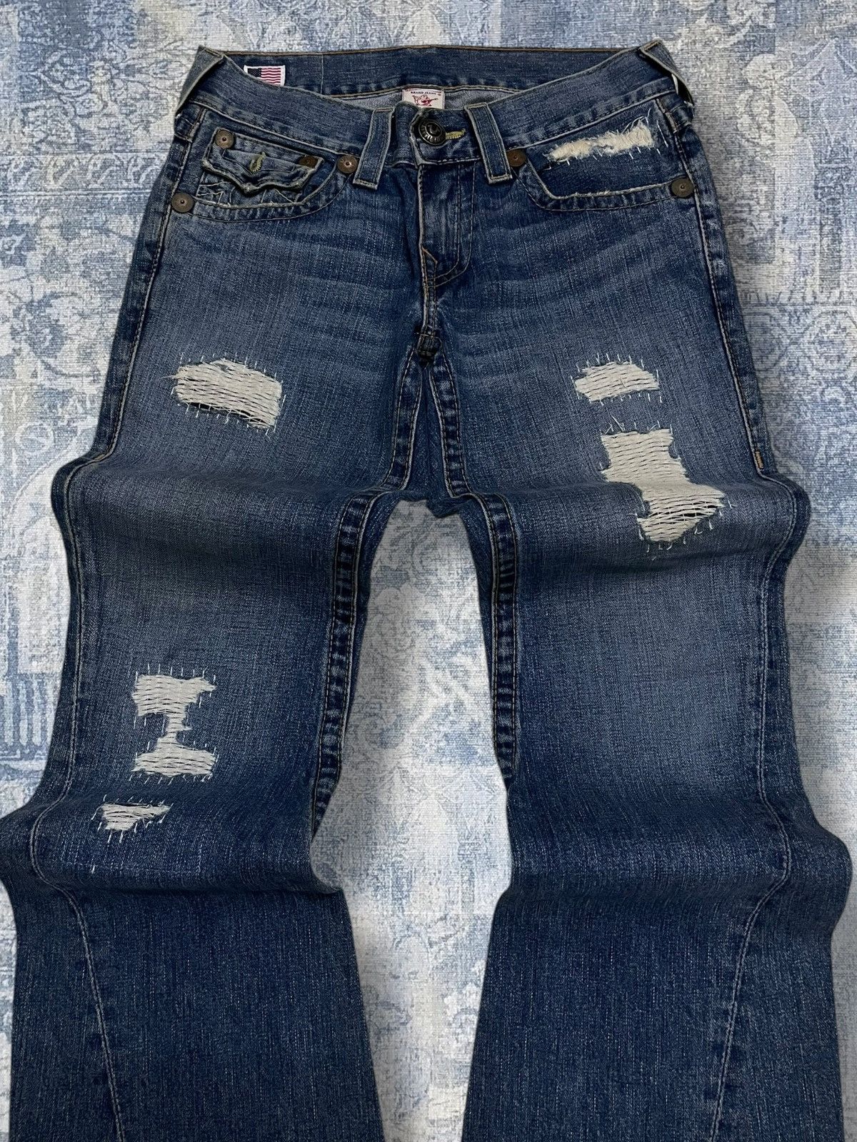True Religion Vintage 90s Designer True Religion Distressed Flared Denim Size US 31 - 4 Thumbnail