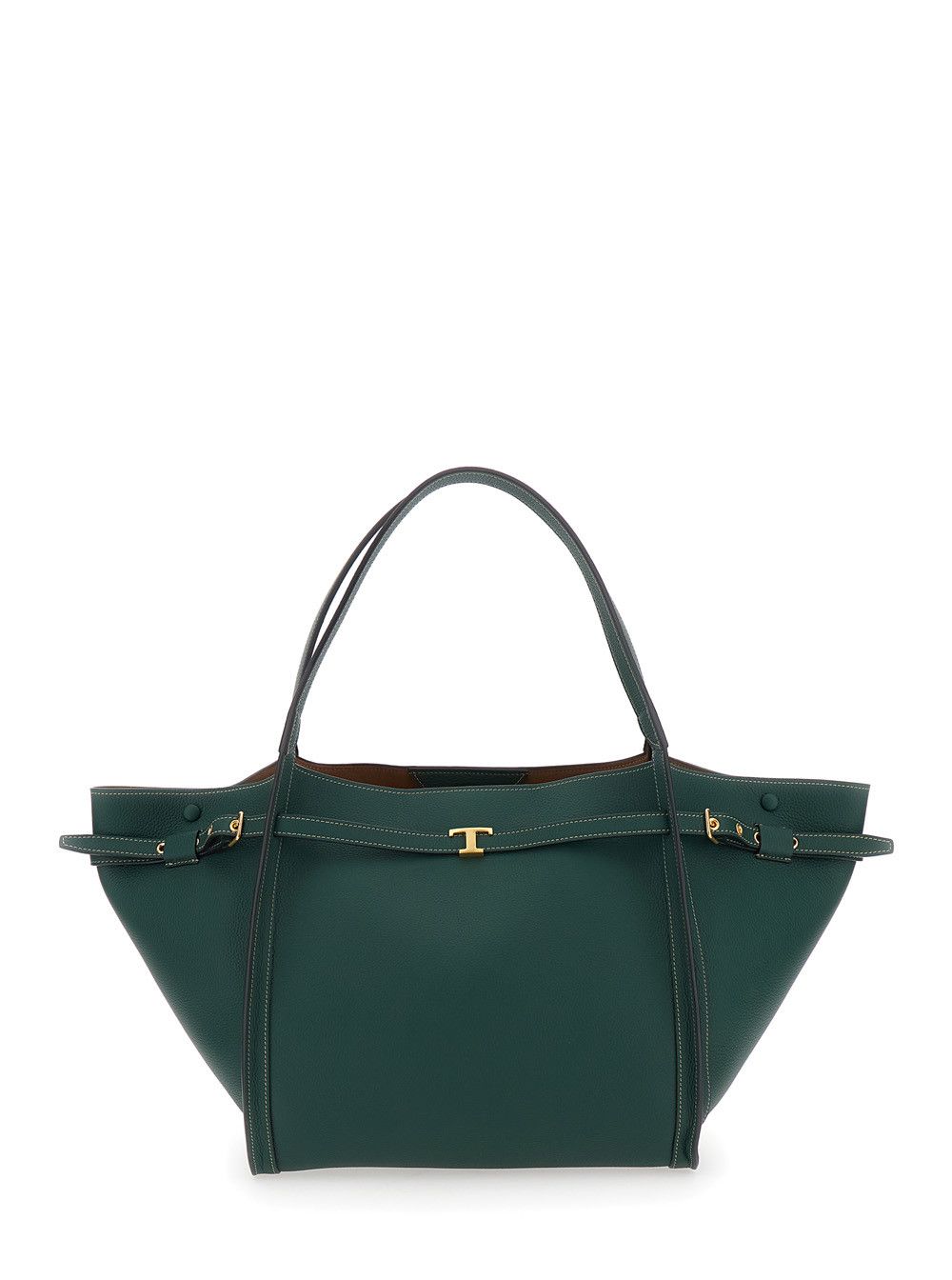 Tod's Medium 'T' Tote Bag with Timeless T Plaque on Front in Green Leather for Women Size ONE SIZE - 1 Thumbnail