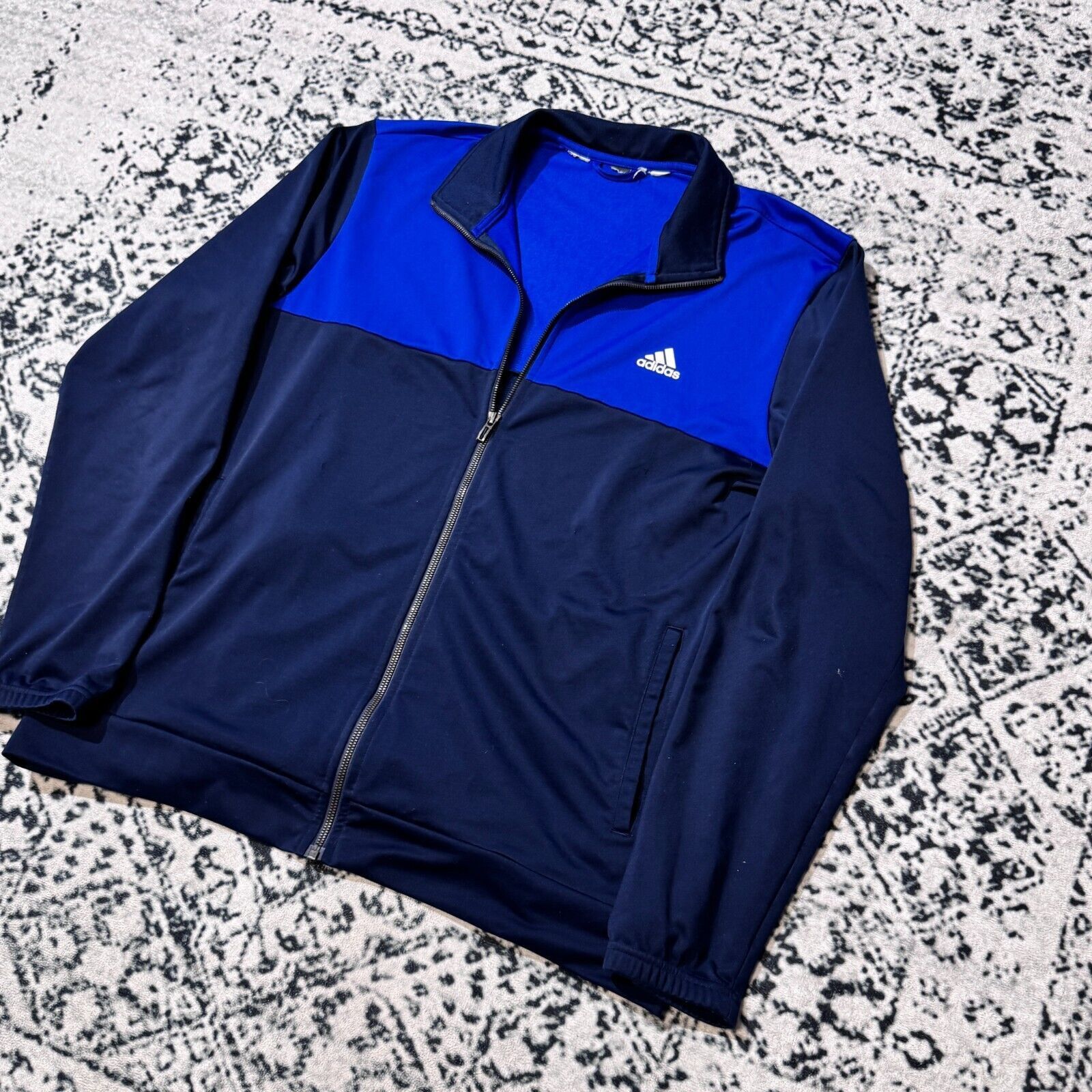Adidas × Vintage Vintage Adidas Blue Black Polyester Tracksuit Jacket Size XL Size US XL / EU 56 / 4 - 2 Thumbnail