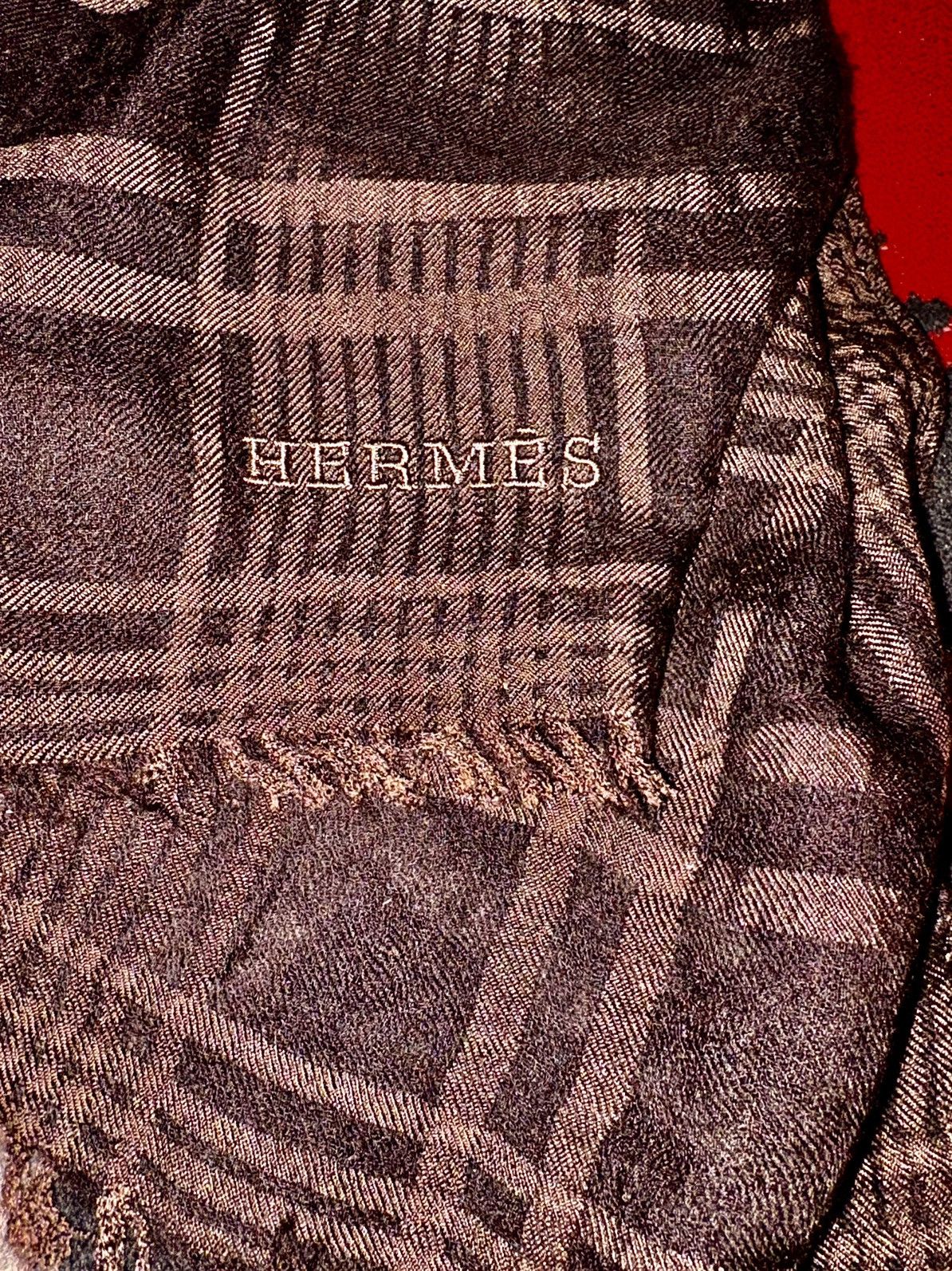 Hermes Silk Cashmere Plaid Rectangular Scarf Size ONE SIZE - 2 Thumbnail