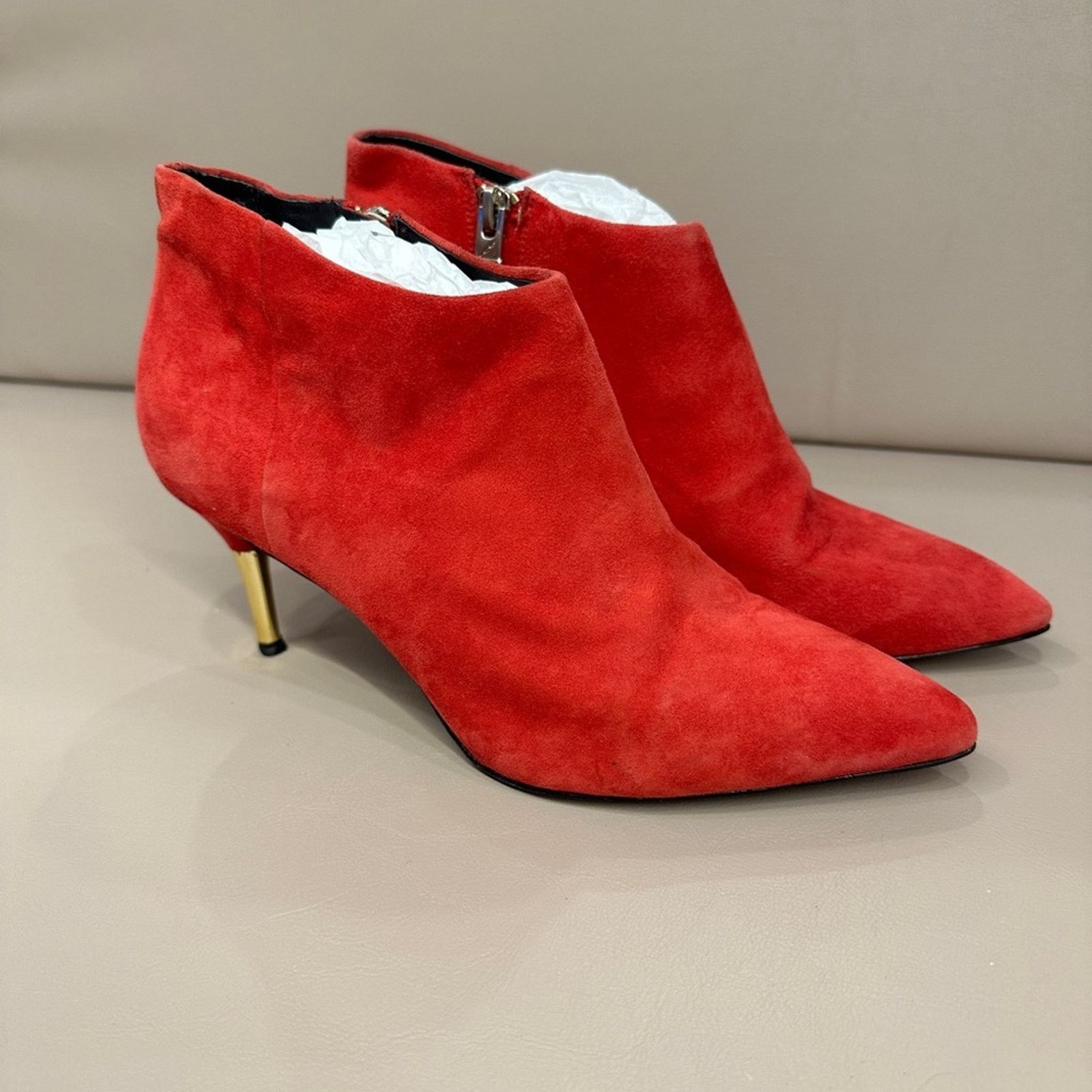 Brian Atwood Brian Atwood Mcalester Red Suede Ankle Boots Size US 7.5 / IT 37.5 - 7 Thumbnail