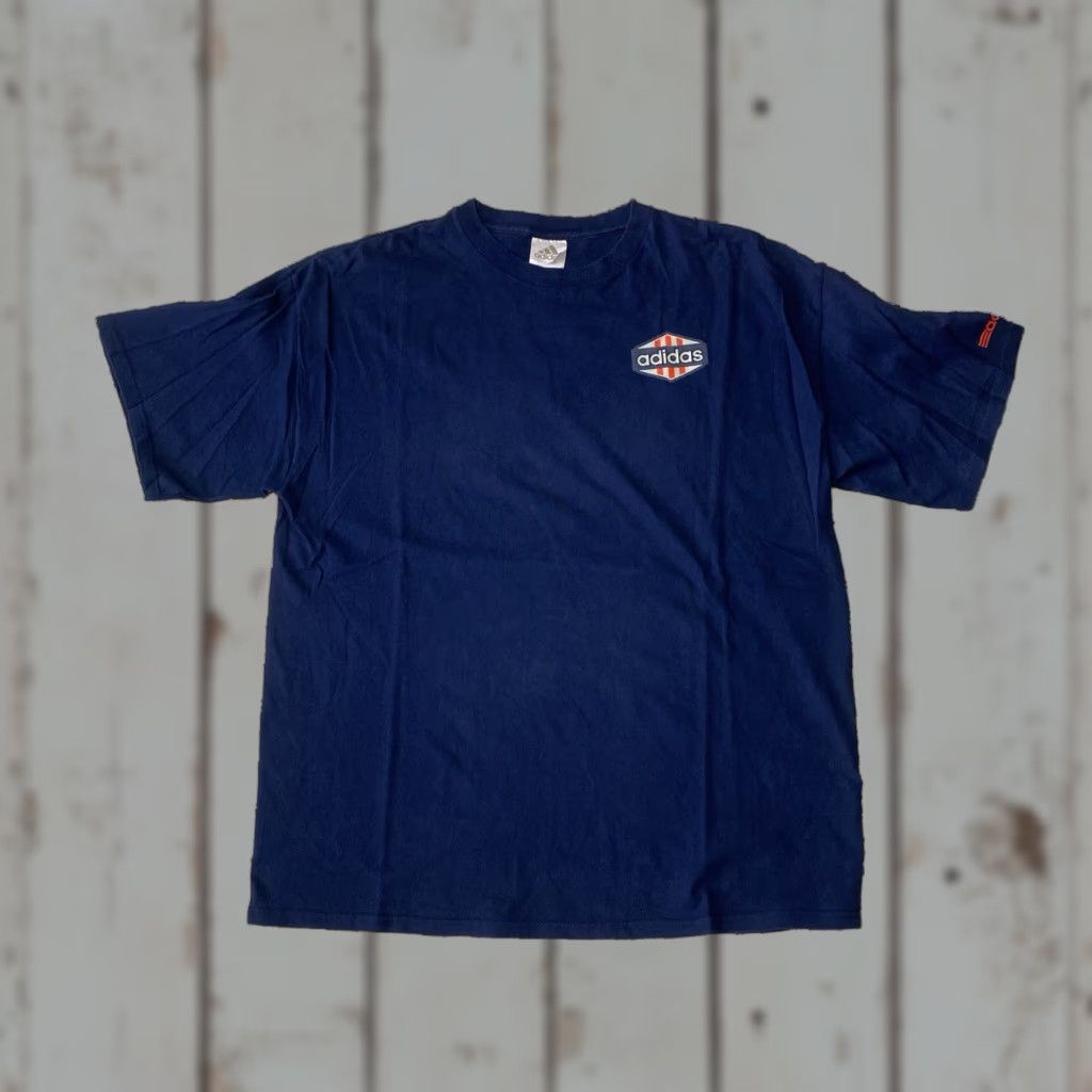 Adidas VINTAGE Adidas T-Shirt Logo XL Blue 90s Spell Out Graphic Big Logo Soccer Men Short Sleeve Crew Neck Size US XL / EU 56 / 4 - 1 Thumbnail