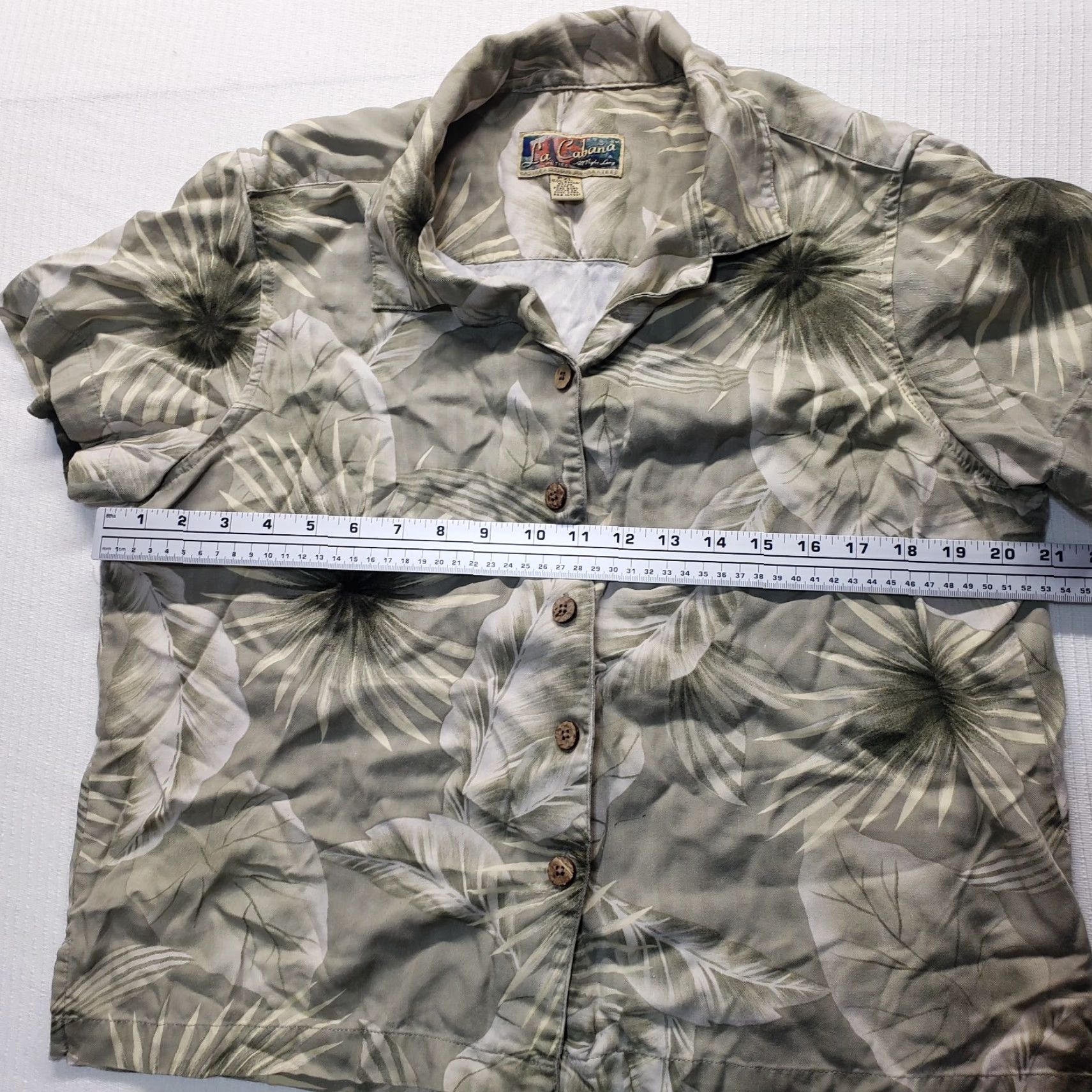 Vintage La Cabana Shirt Womens PXL Button-Up Short Sleeve Floral Green Rayon 100% Button-Up Hawaiian Classic All Seasons Breathable Travel Casual Womens Size XL / US 12-14 / IT 48-50 - 5 Thumbnail