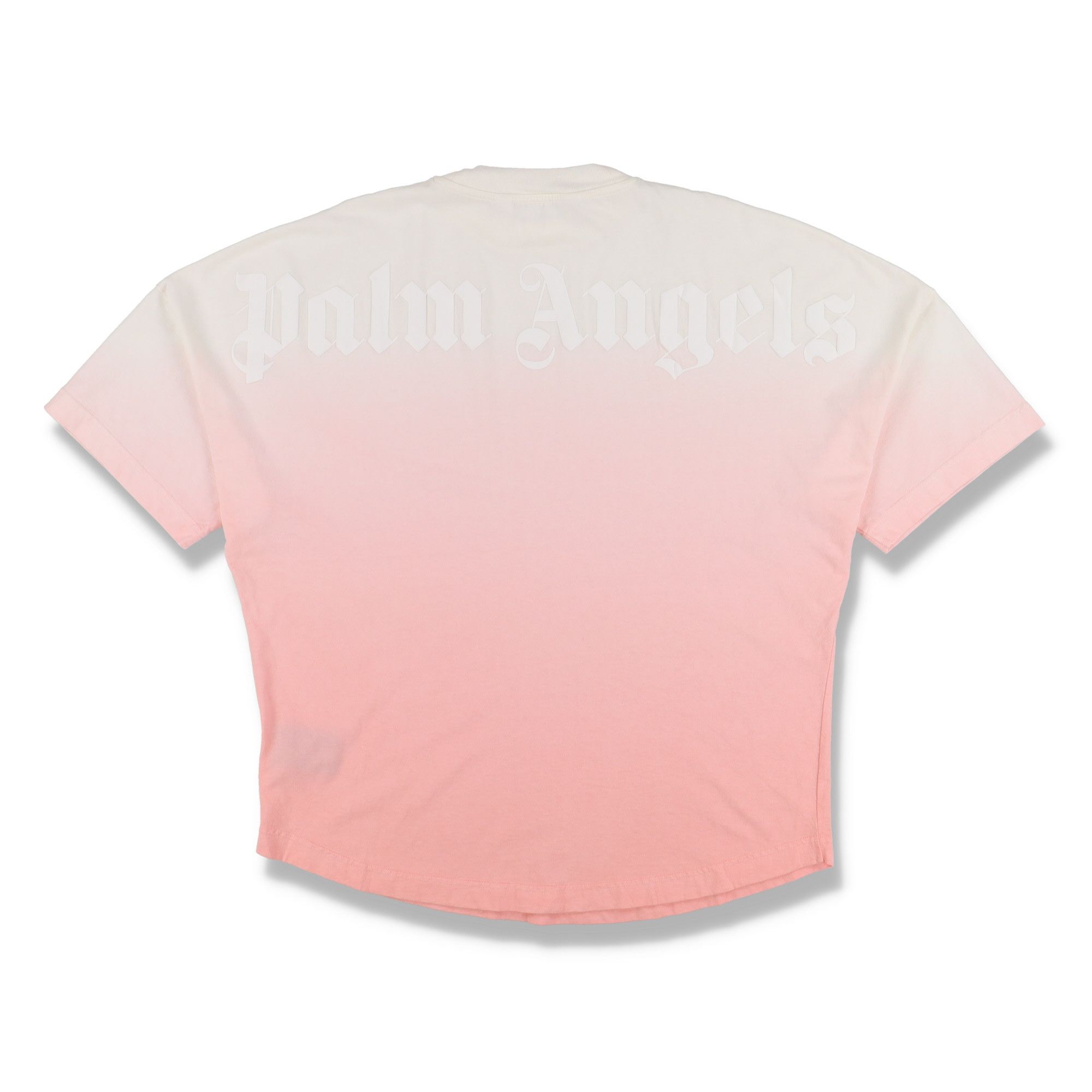 image of Palm Angels Pink Gradient Back Logo Oversized T-Shirt, Men's (Size Small)