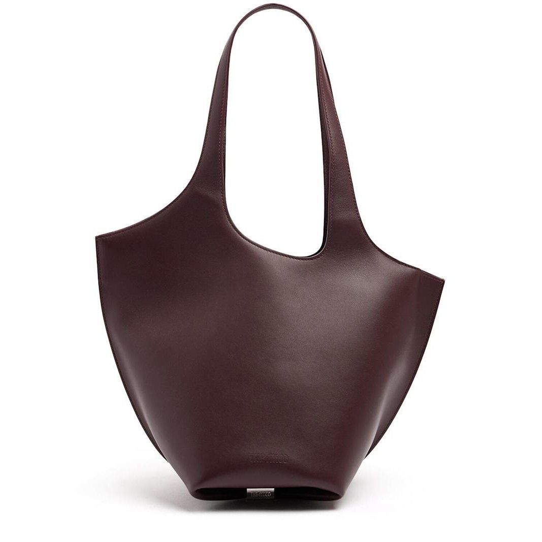THE ATTICO La Scoop Medium Plum Purple Leather Shoulder Bag