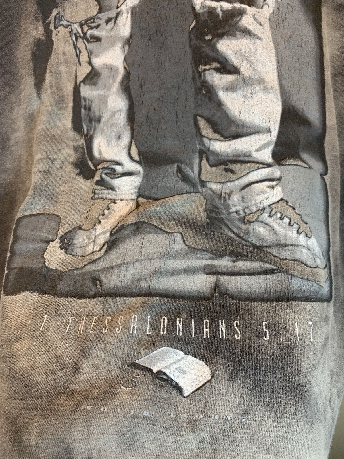 Vintage *RARE* Vintage 80’s Pray Hard Bible Jesus Christ Faded Shirt Size US L / EU 52-54 / 3 - 4 Thumbnail