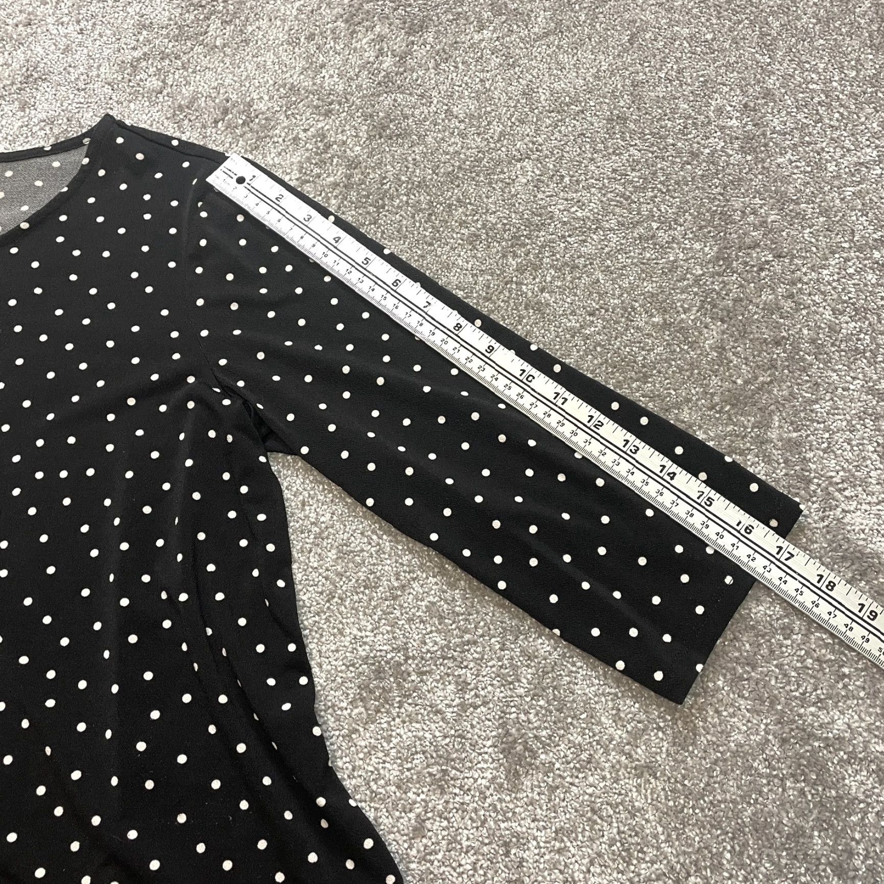 Adrianna Papell Adrianna Papell Blouse Shirt Womens 1X Plus Black Polka Dot Long Sleeve Ladies Size XL / US 12-14 / IT 48-50 - 4 Thumbnail
