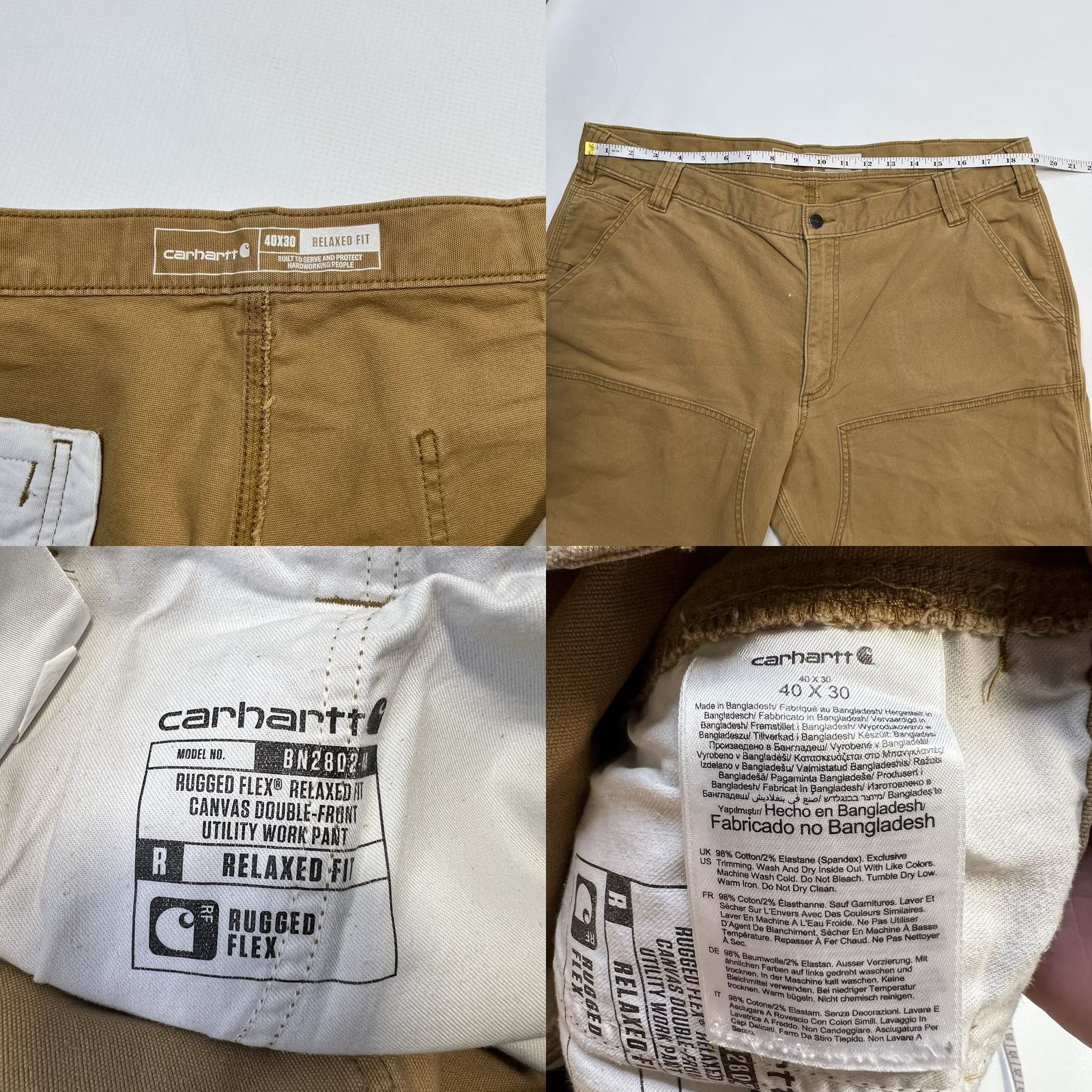 Carhartt Carhartt Loose Regular Fit Double Knee Work Duck Pants Sz 40x30 Brown Canvas 5-Pocket Carhartt Rugged Flex BN2802-M Mens Pants Size US 40 / EU 56 - 8 Thumbnail