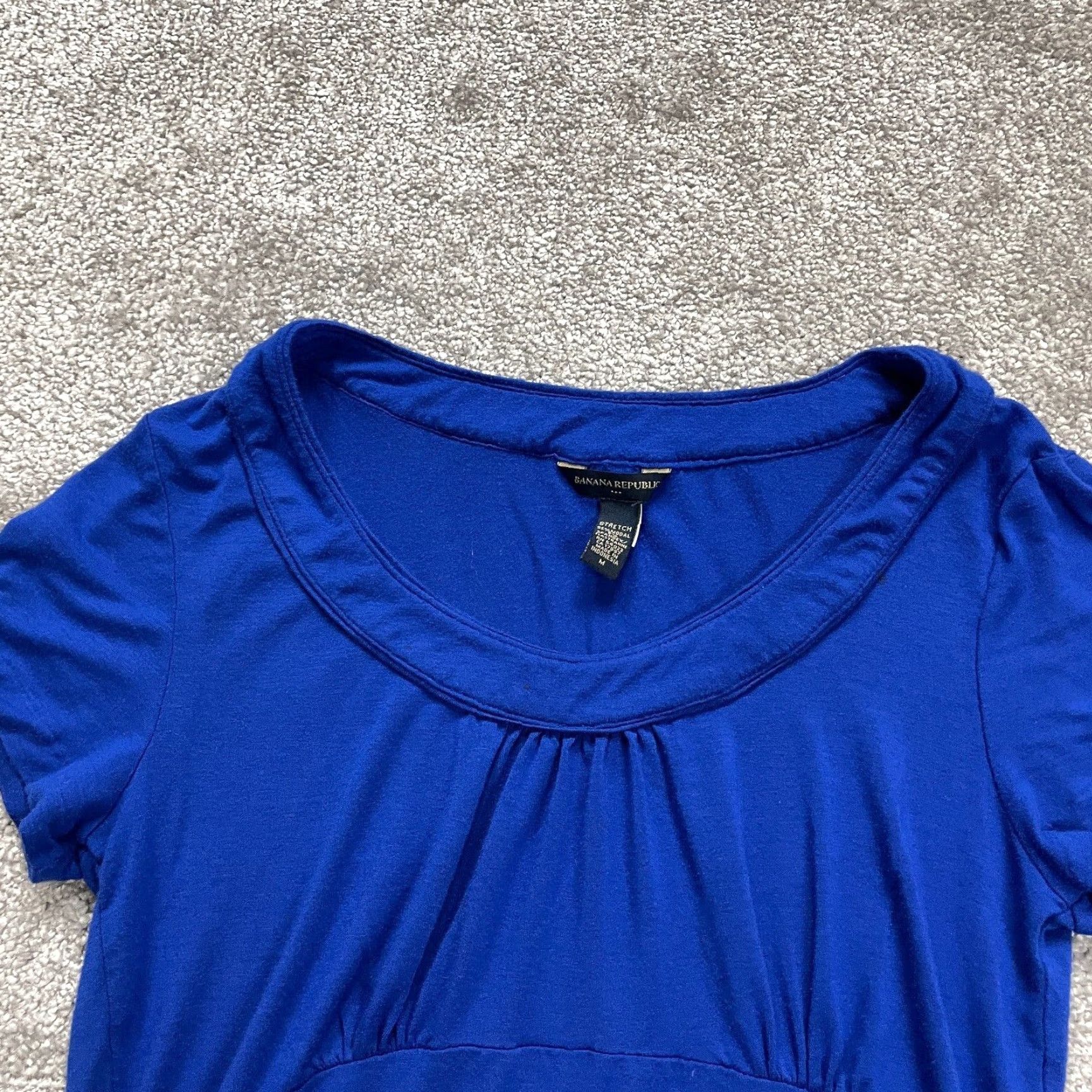 Banana Republic VINTAGE Banana Republic Women's Tunic Top Medium Blue Short Sleeve Casual Style Knit Blouse Size M / US 6-8 / IT 42-44 - 3 Thumbnail