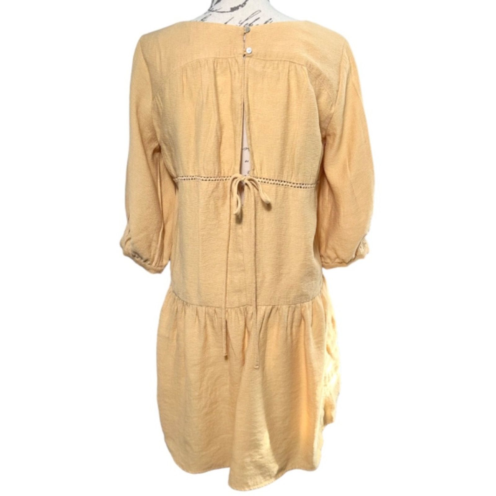 Zara Boho Chic Square Neck Dress Crochet Detailing Dropped Waist Size M / US 6-8 / IT 42-44 - 4 Thumbnail