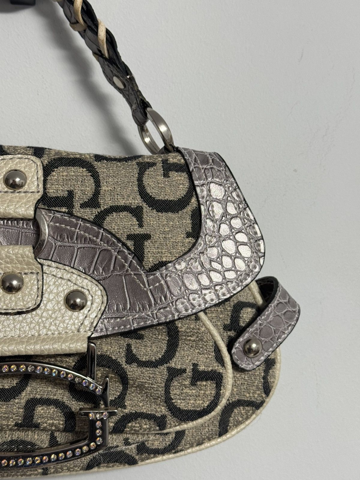 Guess Vintage Guess Y2K 2000s Beige Monogram Cross Body Bag Size ONE SIZE - 6 Thumbnail