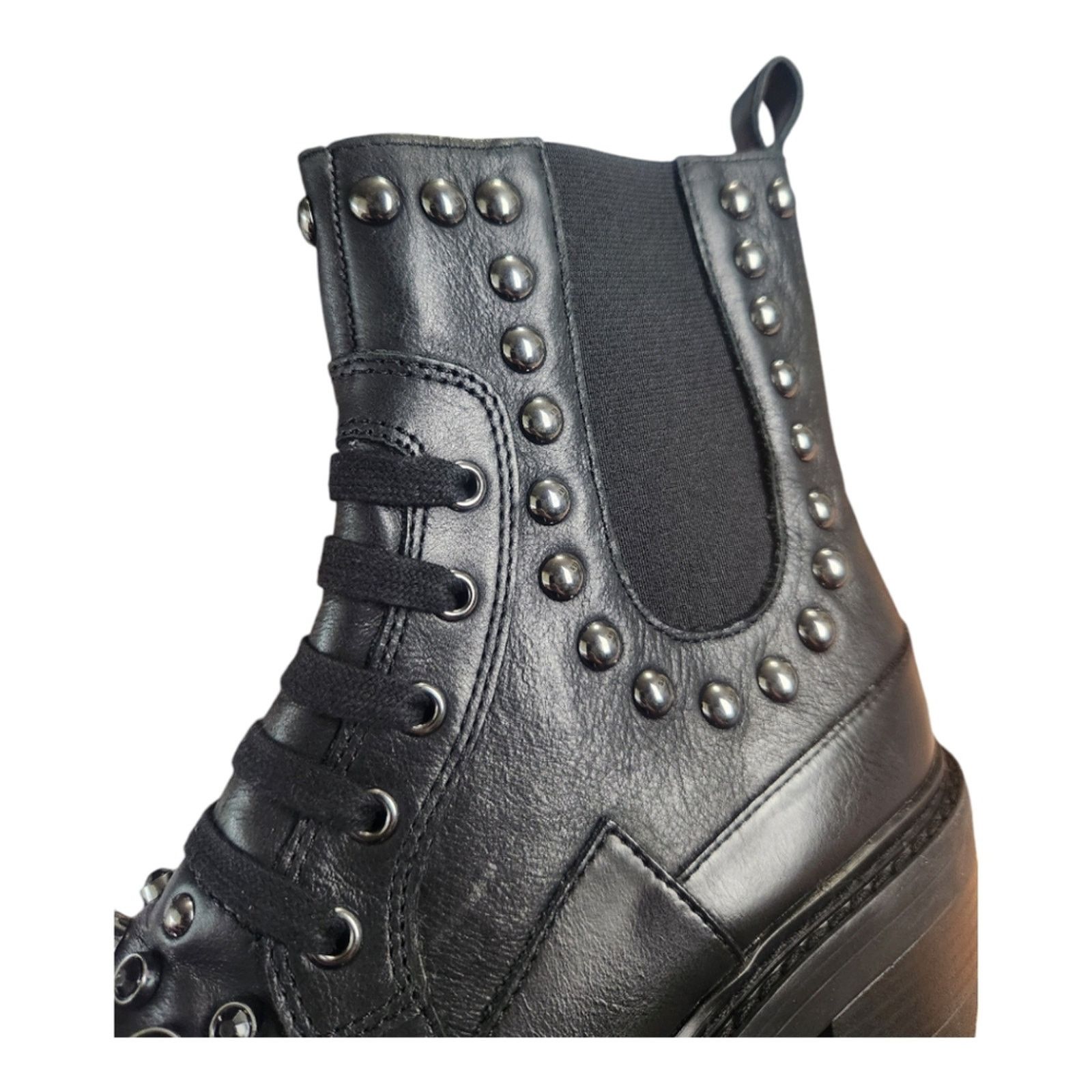 Karl Lagerfeld Karl Lagerfeld Breck Studded Leather Boots Chunky Black Sz 6 Size US 6 / IT 36 - 10 Thumbnail