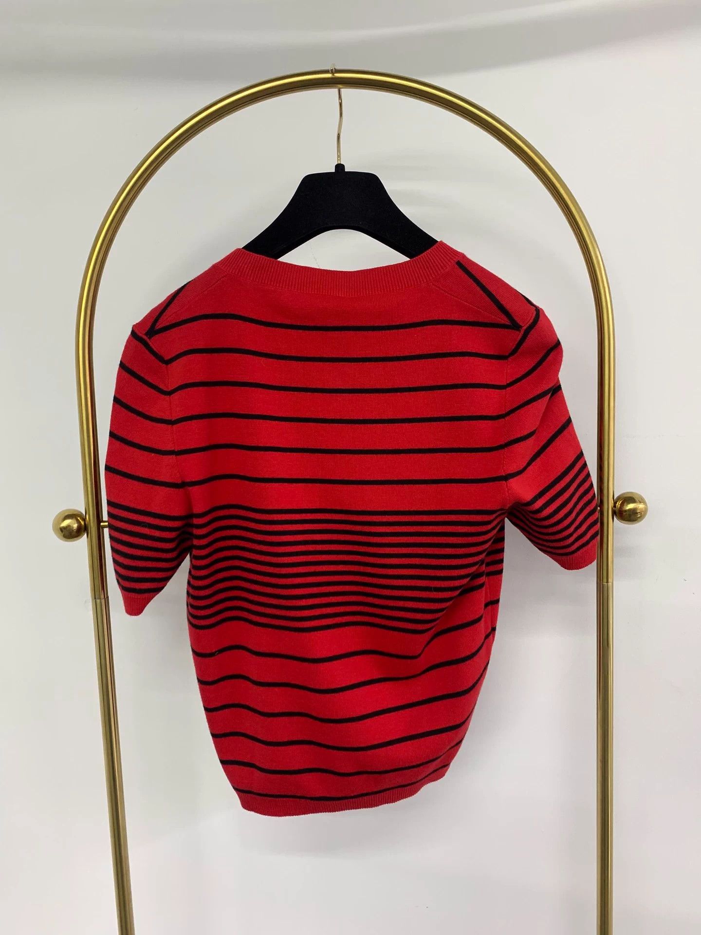 Miu Miu Miu Miu Red Stripe Tie Knit Short Sleeve 40 Size S / US 4 / IT 40 - 3 Thumbnail