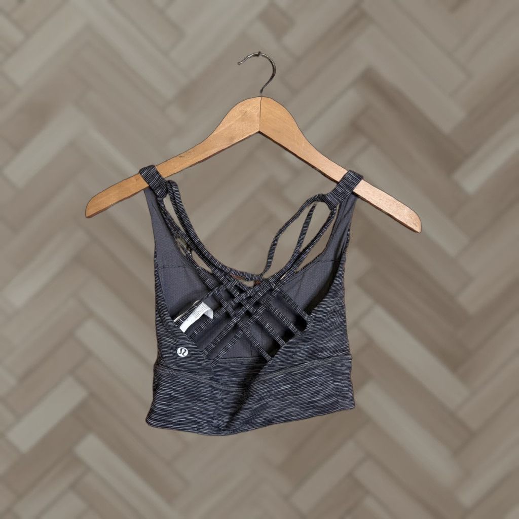 Lululemon Lululemon Gray Black Striped Energy Sports Bra Size 6 Size ONE SIZE - 1 Thumbnail