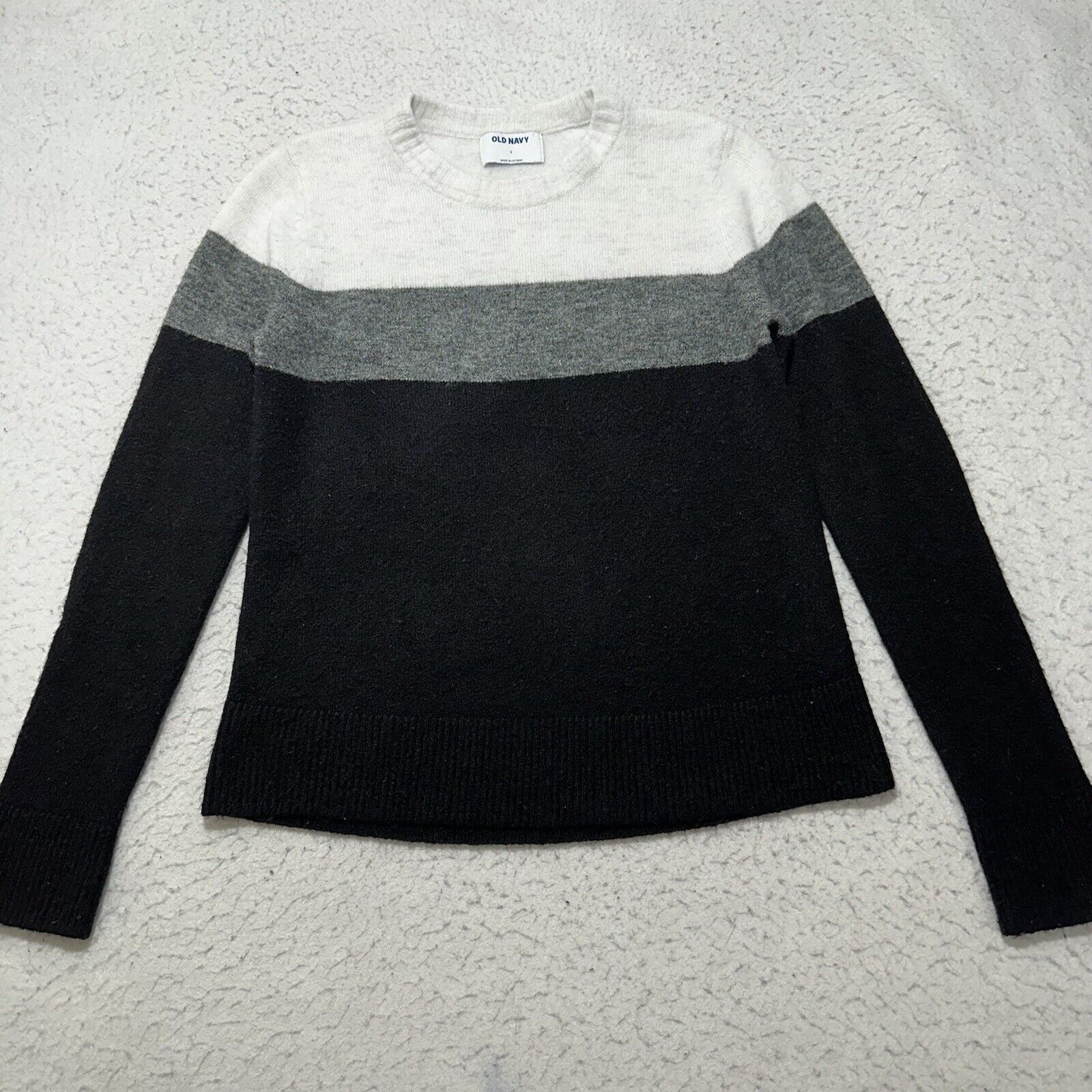 Old Navy Old Navy Small Lightweight Sweater Black White Gray Striped Size S / US 4 / IT 40 - 1 Thumbnail