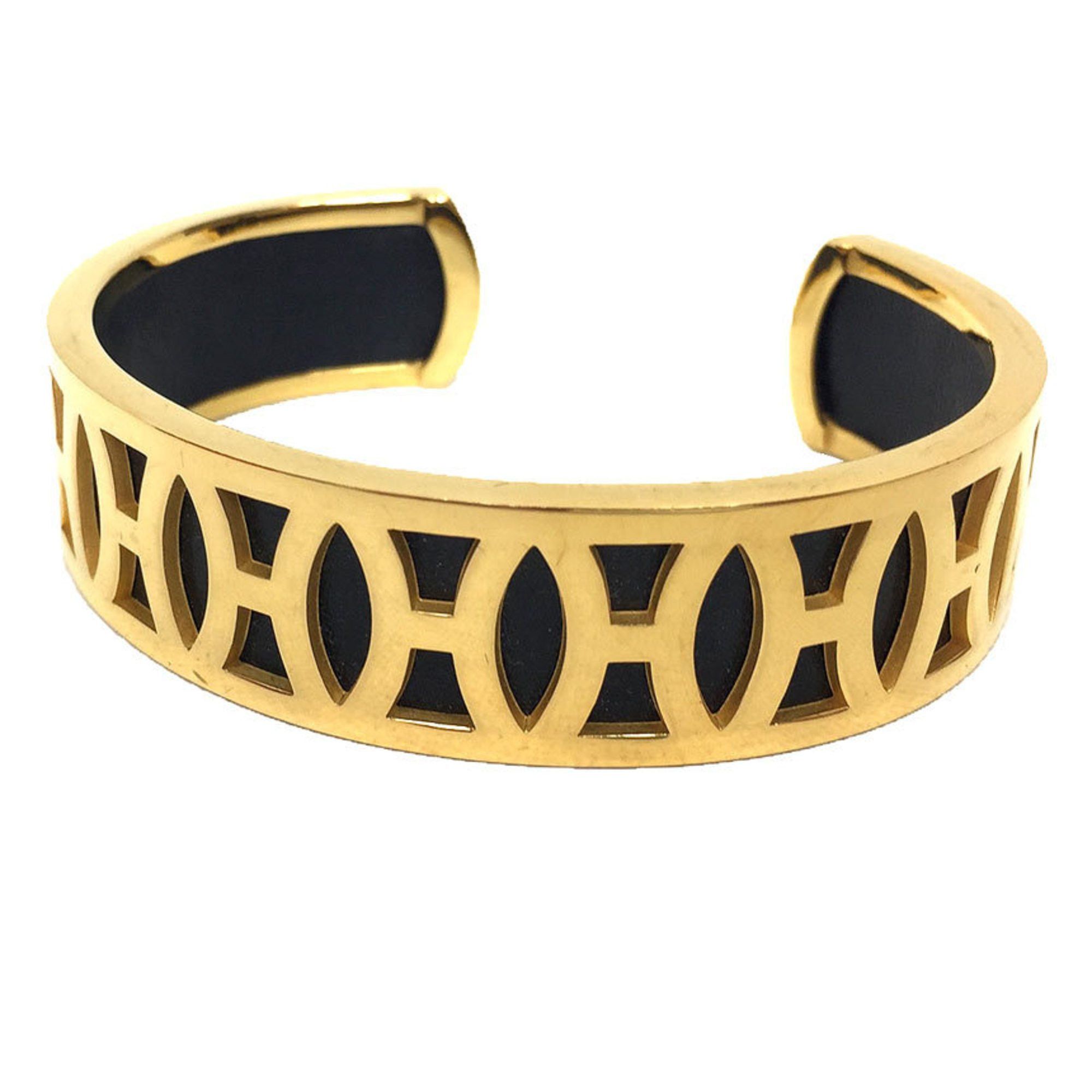 Hermes Hermes H Bangle Bracelet Gold Black Size ONE SIZE - 1 Thumbnail