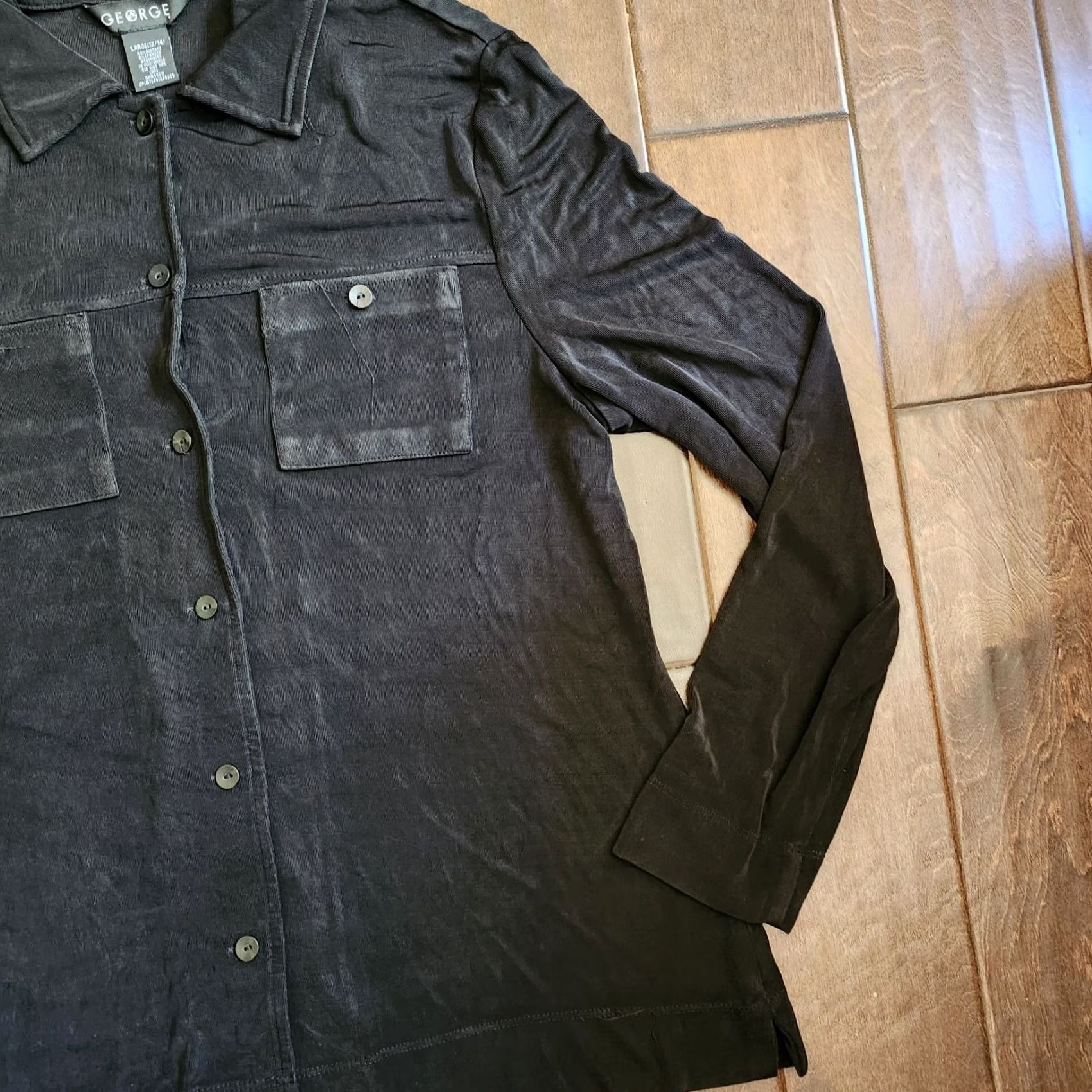 George George Men's Black Long Sleeve Front Pocket Button-Up Shirt L Size US L / EU 52-54 / 3 - 5 Thumbnail