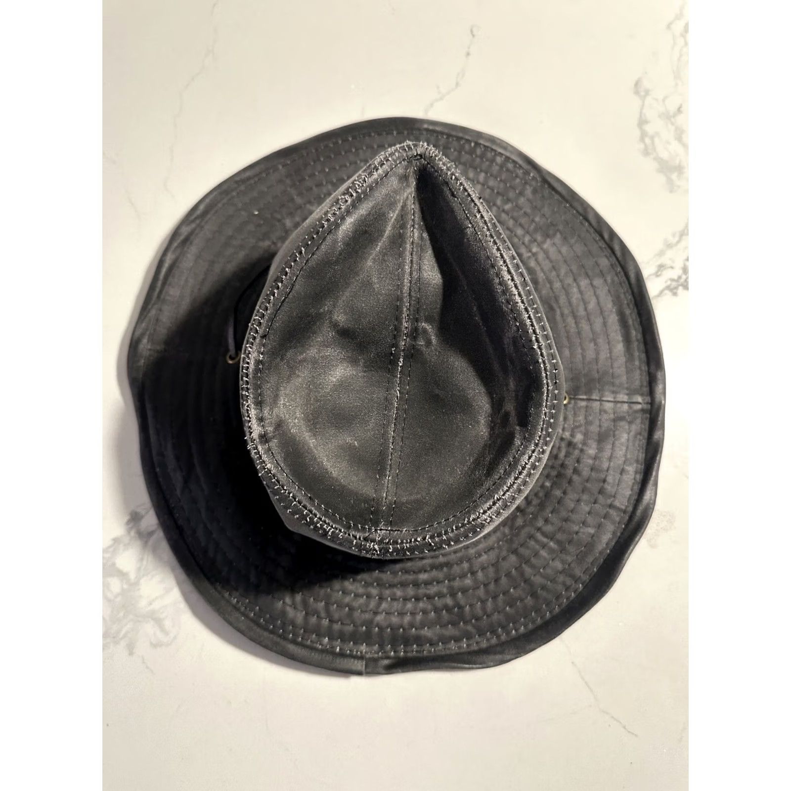 Vintage Dorfman Pacific Bucket Hat Fishing Medium Vented Strap Faux Leather Water Resistant Cotton Brown Men M Leather Fabric DPC Size ONE SIZE - 5 Thumbnail