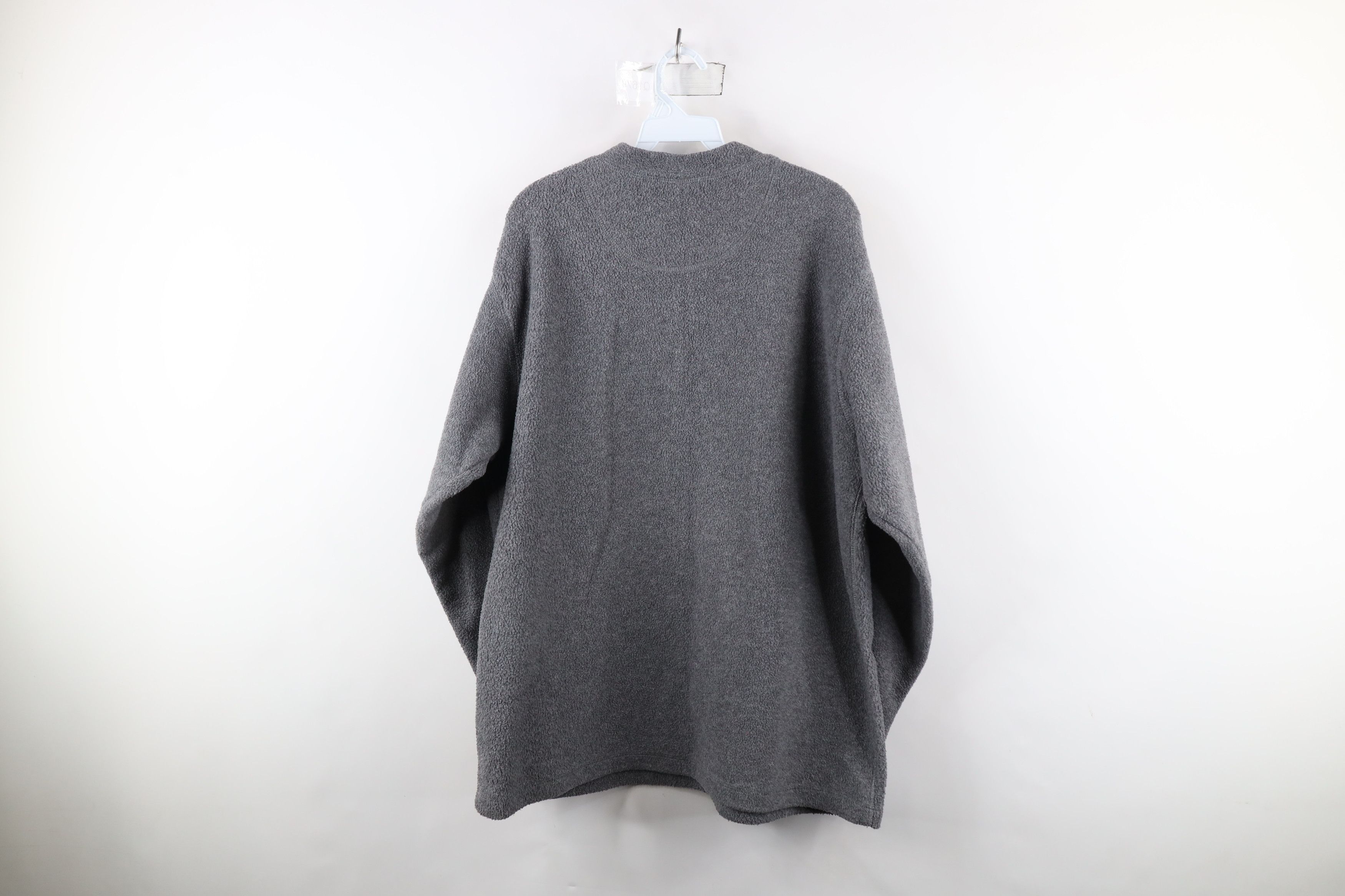 Vintage Vintage 90s Streetwear Blank Fleece Henley Sweater Gray Size US L / EU 52-54 / 3 - 7 Thumbnail