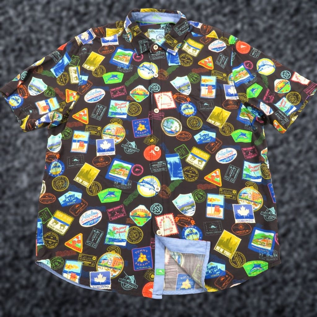 Tommy Bahama Tommy Bahama Shirt L Mens 30th Anniversary All Over Print AOP Camp Hawaiian Button-Up Short Sleeve Casual Camp Hawaiian Beach Aloha Mens Size US L / EU 52-54 / 3 - 1 Thumbnail