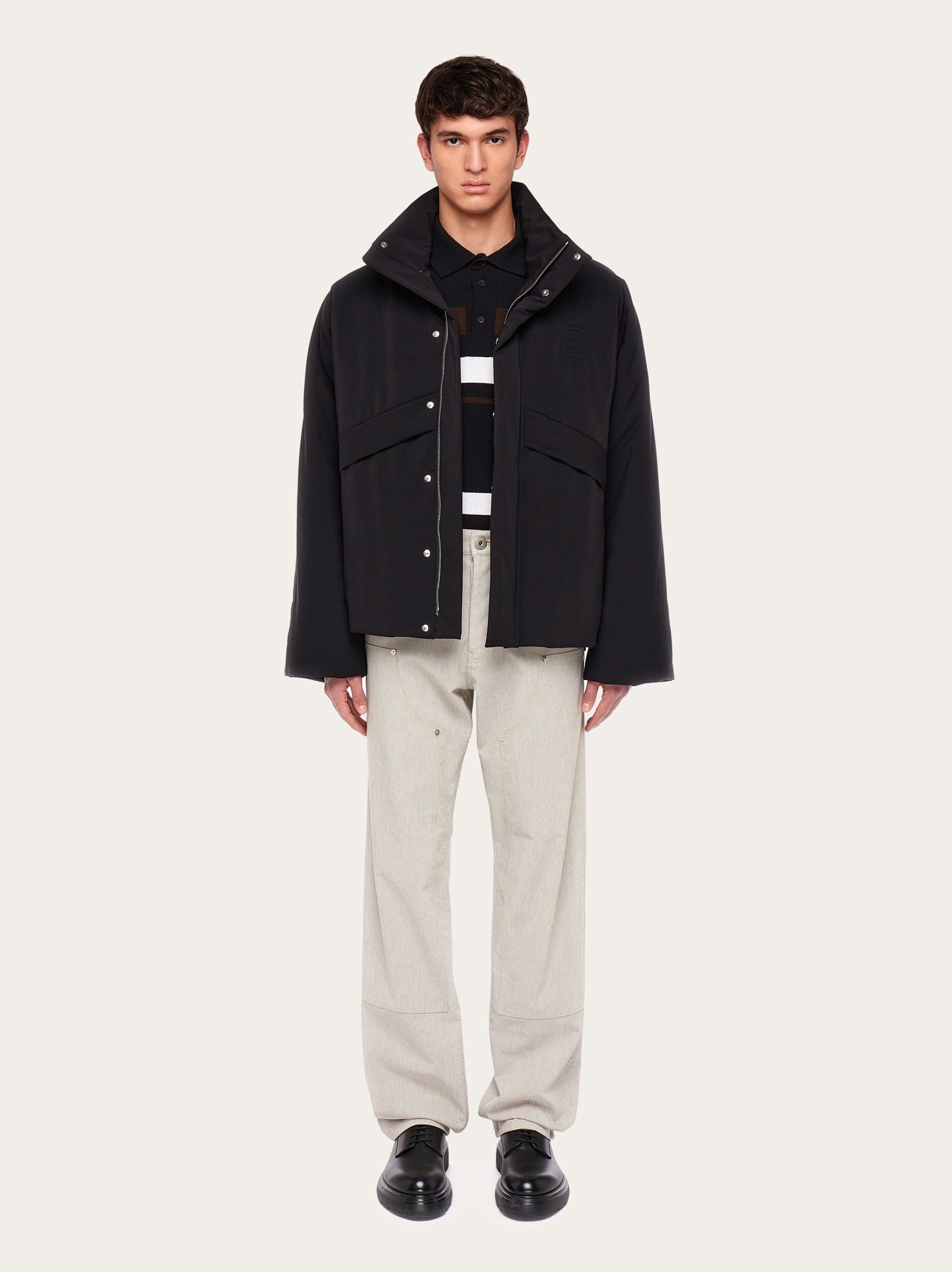 Salvatore Ferragamo o1s1rm0126 Straight Cut Blouson Jacket in Black Size US M / EU 48-50 / 2 - 6 Thumbnail