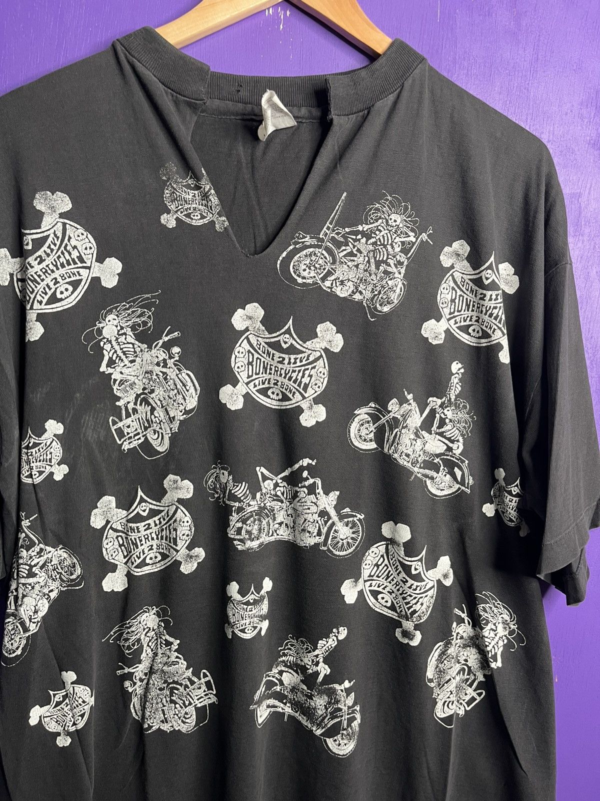 Vintage Vintage 90s Skeletons bonercycles biker tee Size US XL / EU 56 / 4 - 3 Thumbnail