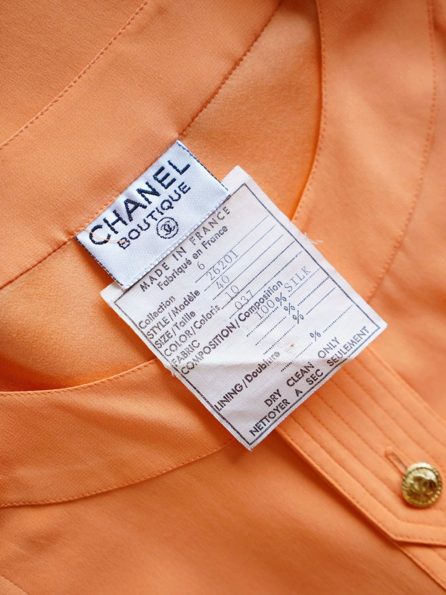 Chanel Chanel Vintage Orange Silk Gold-Tone CC Cufflinks Shirt Size M / US 6-8 / IT 42-44 - 6 Thumbnail