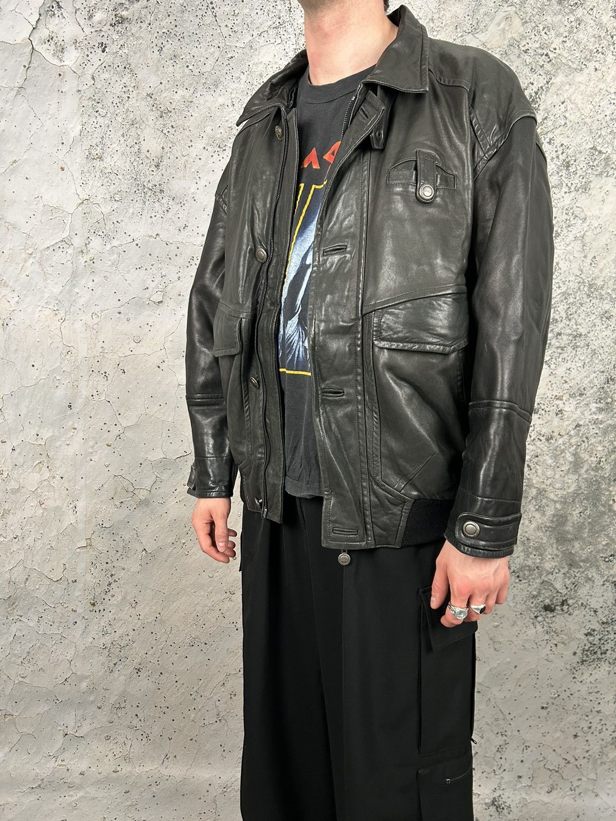 Genuine Leather Vintage Genuine Lamb Leather Jacket 90s Black Retro Size US XXL / EU 58 / 5 - 10 Thumbnail