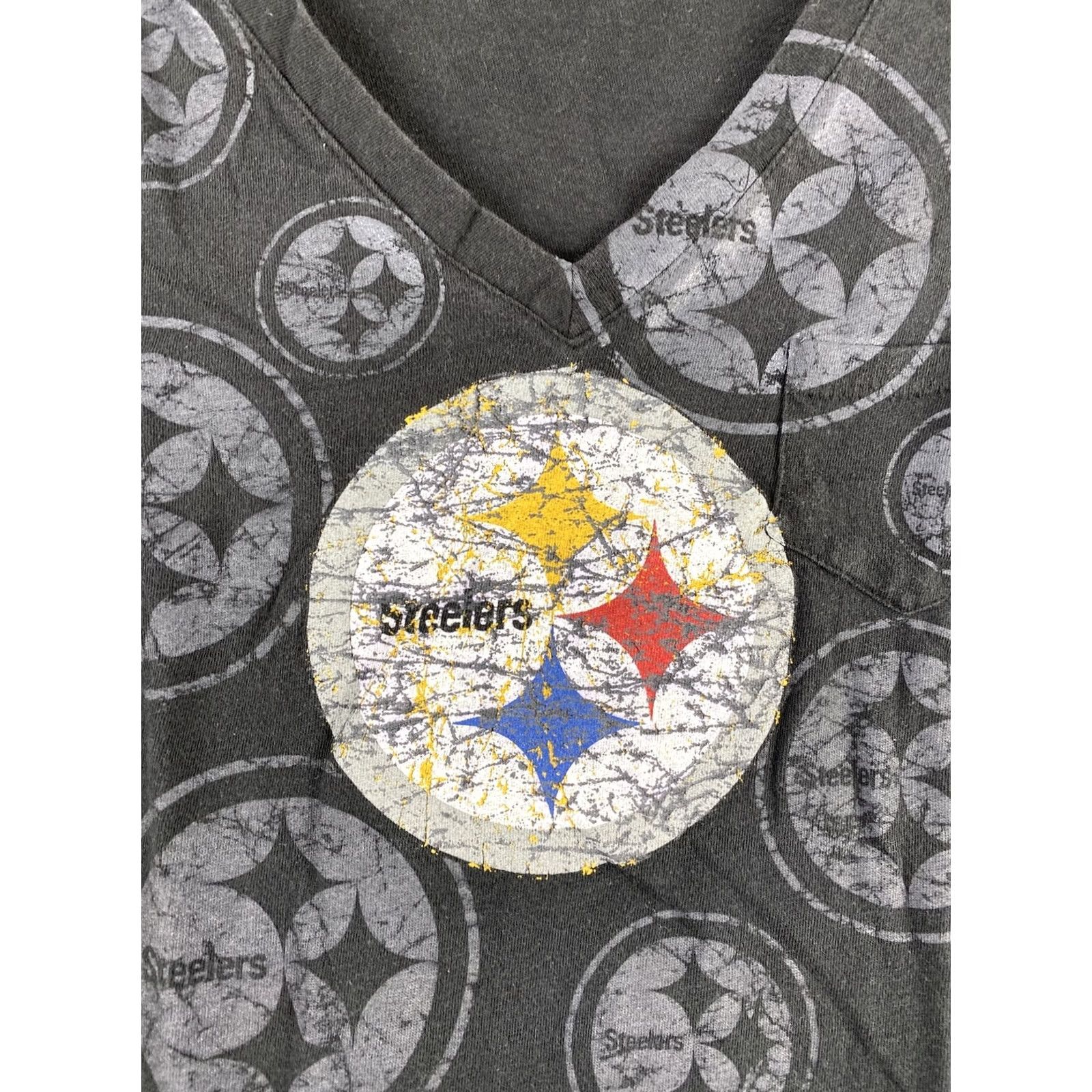 NFL Team NFL T Shirt Women's S Short Sleeve V-Neck Black Logo 100% Cotton Pullover Sports Shirt Womens Size S / US 4 / IT 40 - 2 Thumbnail
