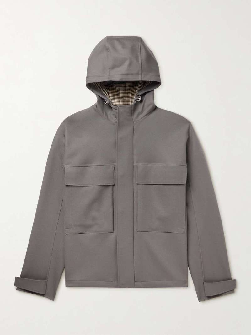 image of Loro Piana O1W1Db11223 Holburn Double Wool Hooded Jacket In Grey, Men's (Size Large)