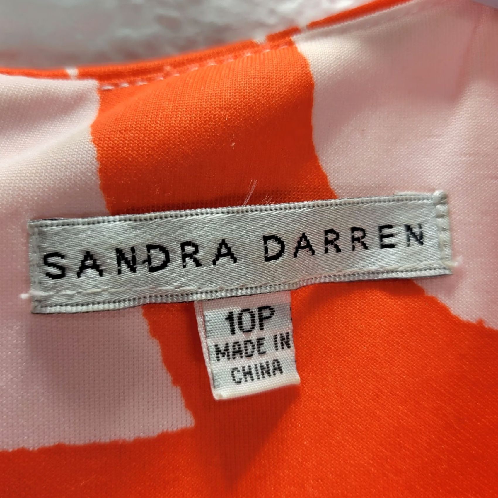 Vintage Sandra Darren Red White Abstract Sheath Mini Dress Sleeveless Zip 10P XS? Size L / US 10 / IT 46 - 3 Thumbnail