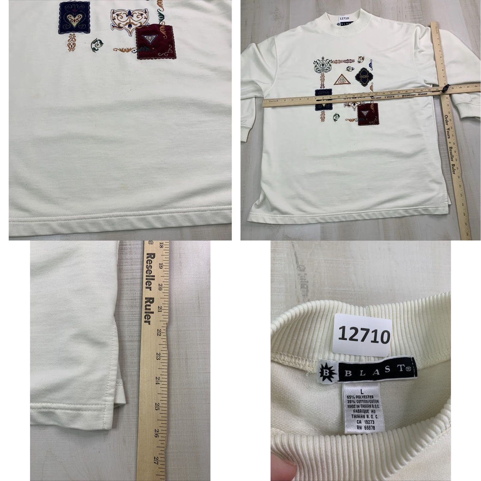Vintage VINTAGE 90s B Blast Embroidery Patchwork Grandma Teacher Sweatshirt Women’s L Ivory Pullover Activewear Womens Mens Girls Boys? Size L / US 10 / IT 46 - 8 Thumbnail