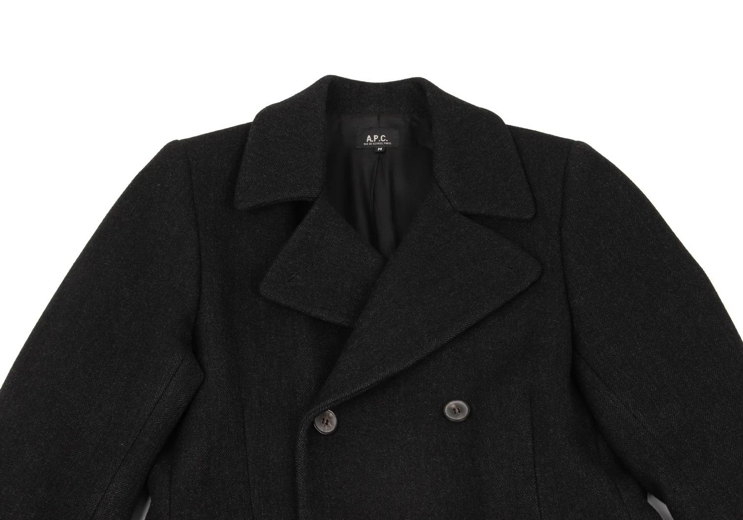 A.P.C. Herringbone Melton Coat in Charcoal M Size US XXS / EU 40 - 2 Thumbnail