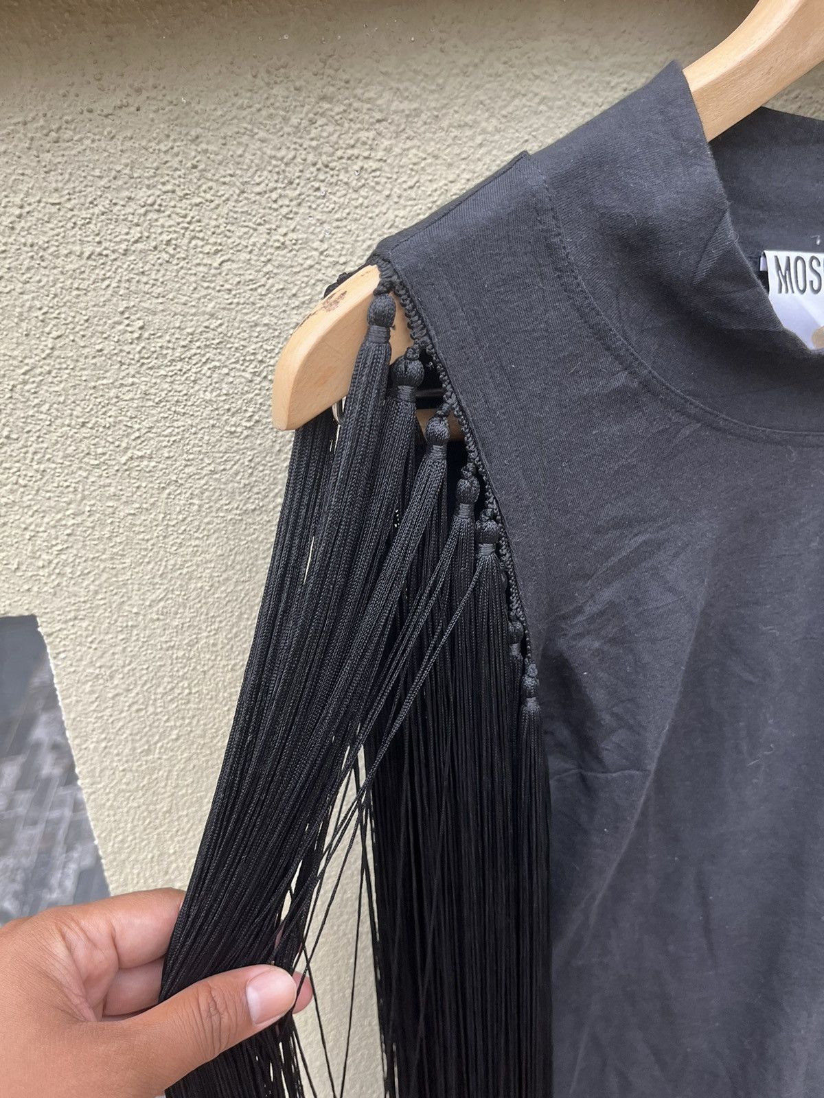 Moschino × Vintage 90s black fringe mini dress Size S / US 4 / IT 40 - 3 Thumbnail