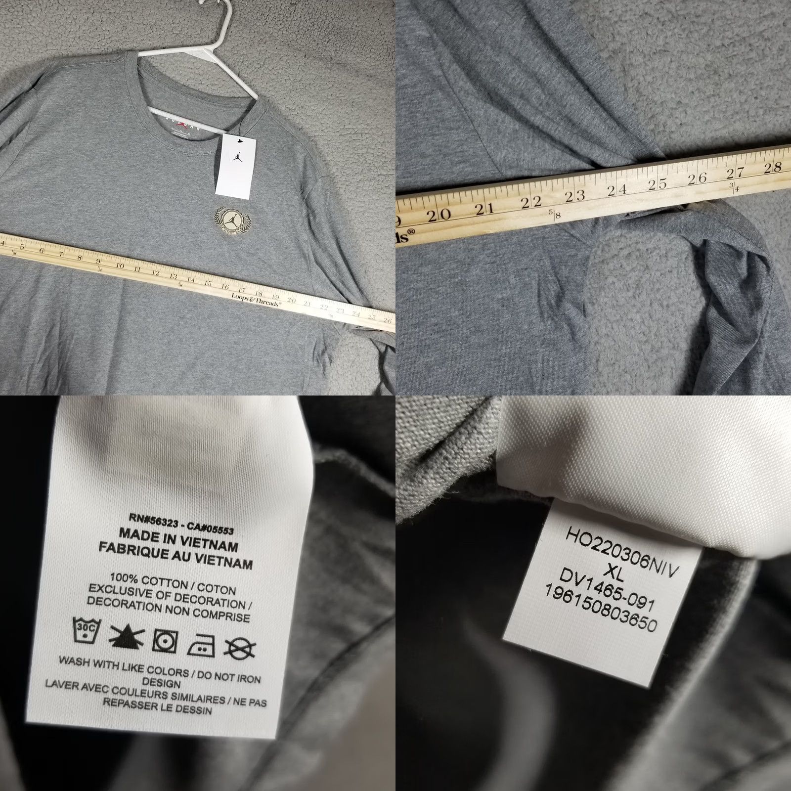 Nike Nike MJ Long Sleeve Crew Shirt Men XL Gray Logo 85 Jumpman 100% Cotton Standard Fit DV1465-091 Size US XL / EU 56 / 4 - 8 Thumbnail