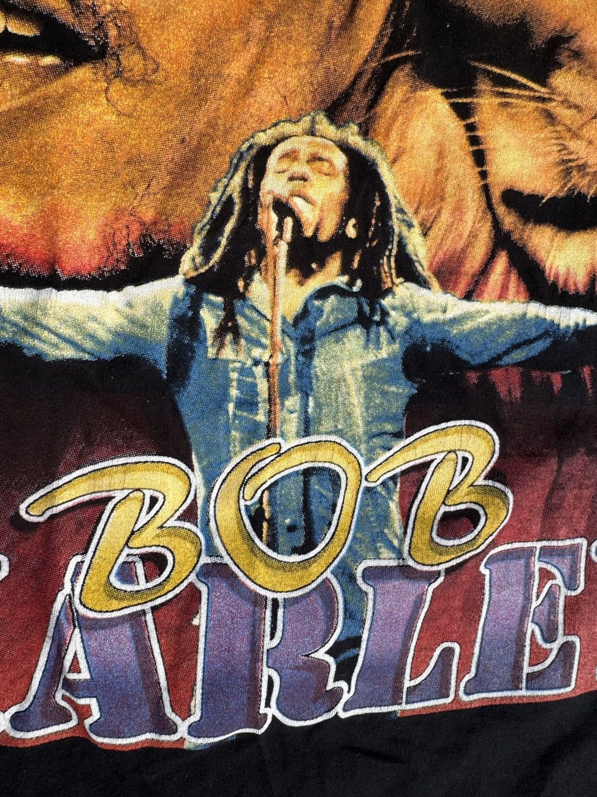 Bob Marley × Rap Tees × Vintage Bob Marley Catch A Fire Vintage 90s Rap Tour Concert T-Shirt Size US L / EU 52-54 / 3 - 4 Thumbnail