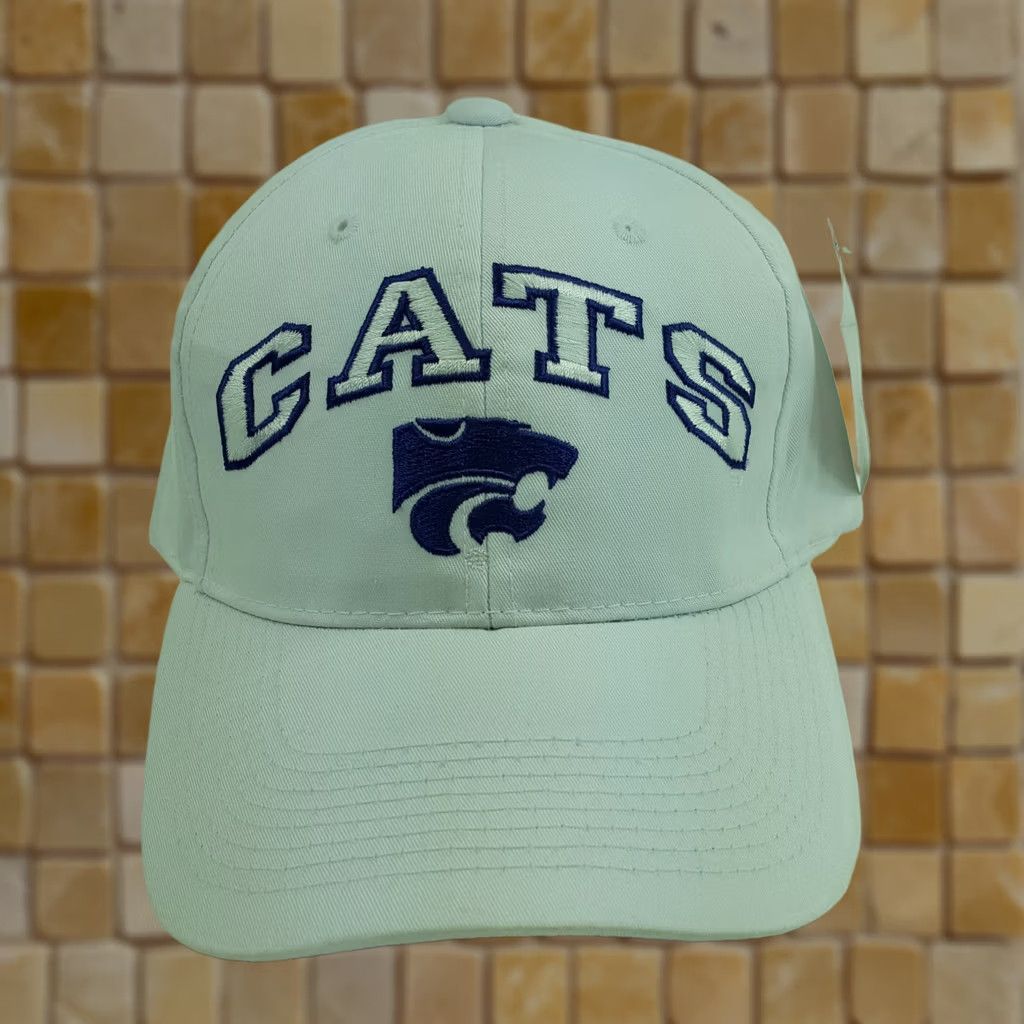 Vintage VTG Kansas State Wildcats Hat NCAA Twill 90s College Baseball Cap Snapback Adjustable Mens White KD State University Logo Headmaster Size ONE SIZE - 1 Thumbnail