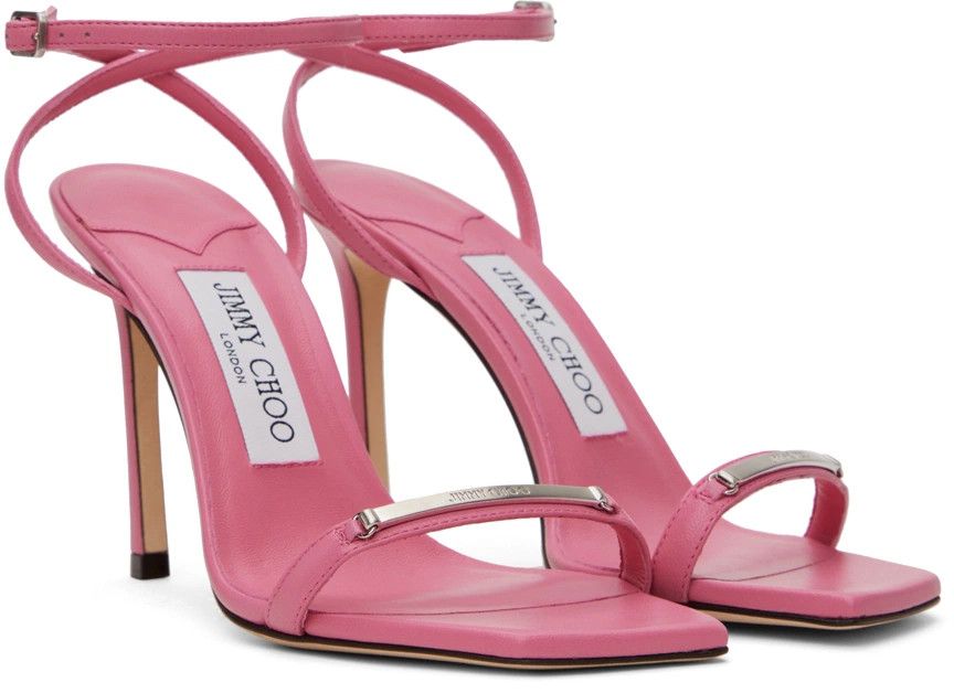 Jimmy Choo o1y0326 Ankle Strap Sandals in Pink Size US 7 / IT 37 - 3 Thumbnail