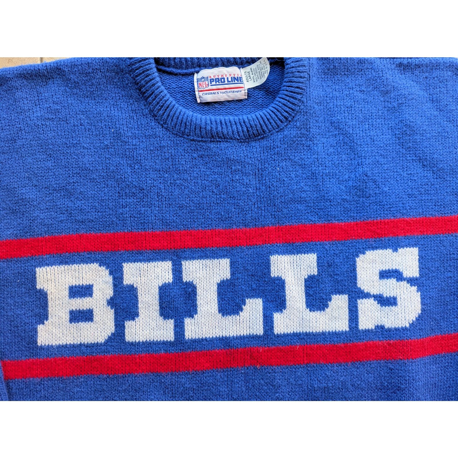 NFL Buffalo Bills 90s CLIFF ENGLE knit sweater MARV blue Pro vtg Size US L / EU 52-54 / 3 - 3 Thumbnail