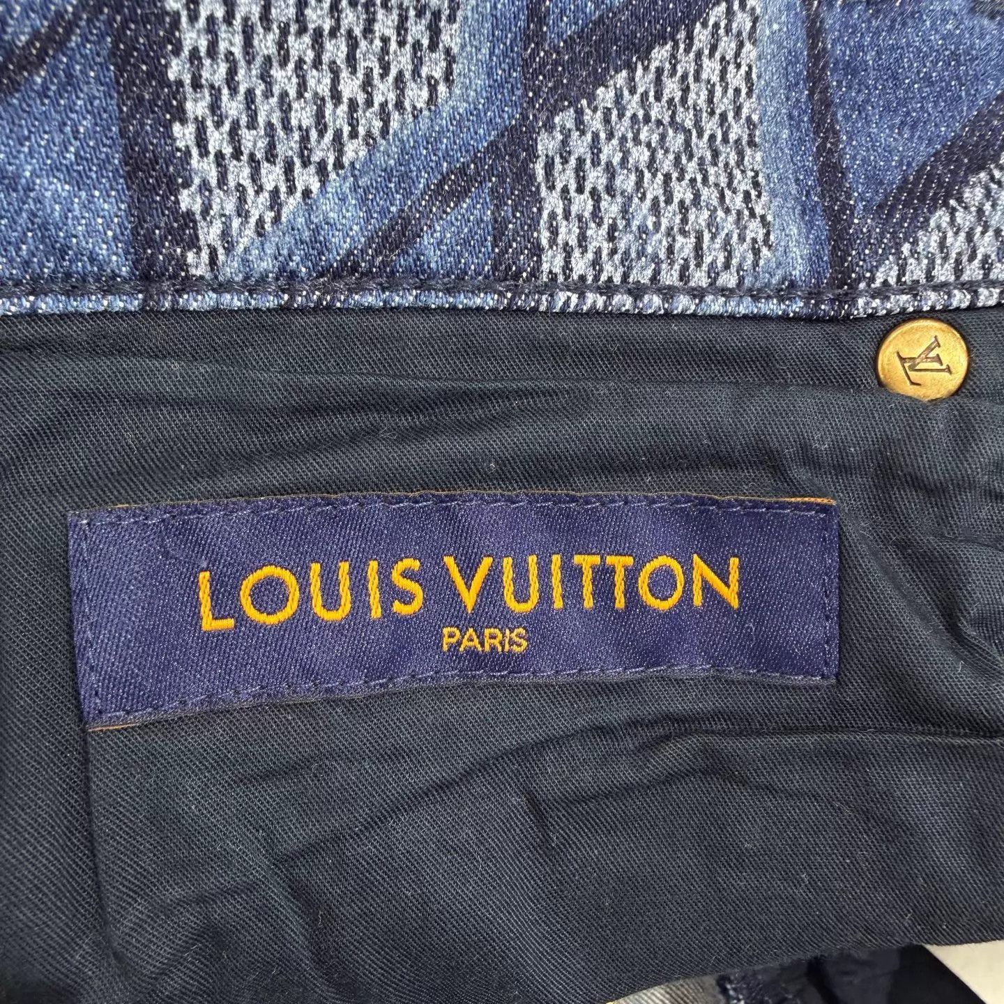Louis Vuitton LV Quilted Monogram denim pants blue 34 99 new Size US 34 / EU 50 - 4 Thumbnail