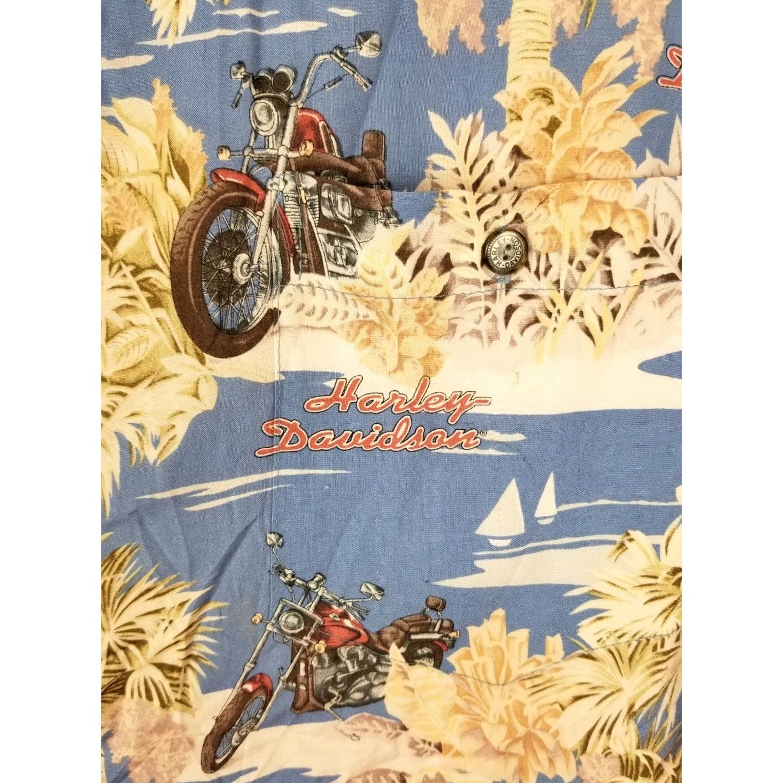 Harley Davidson VINTAGE Y2K HARLEY DAVIDSON MOTORCYCLE RAYON HAWAIIAN SHIRT SZ XLARGE Size US XL / EU 56 / 4 - 2 Thumbnail