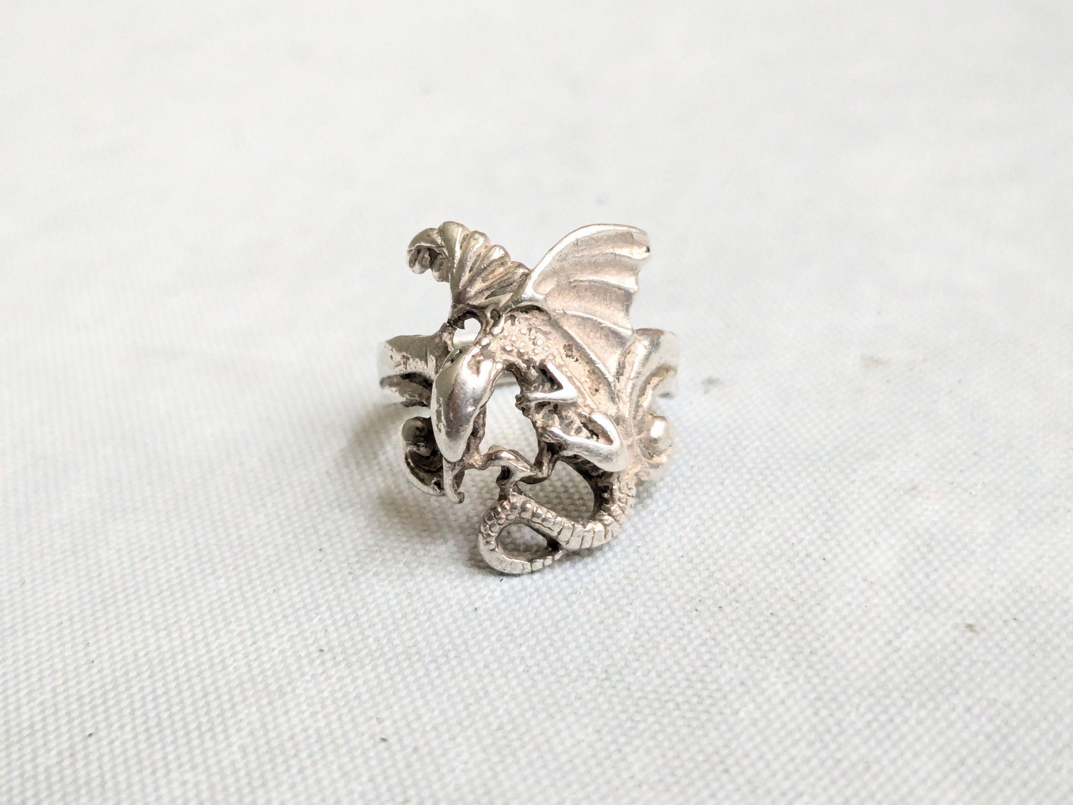 Jewelry Vintage Sterling Silver Dragon Ring 6 Wings Size ONE SIZE - 1 Thumbnail