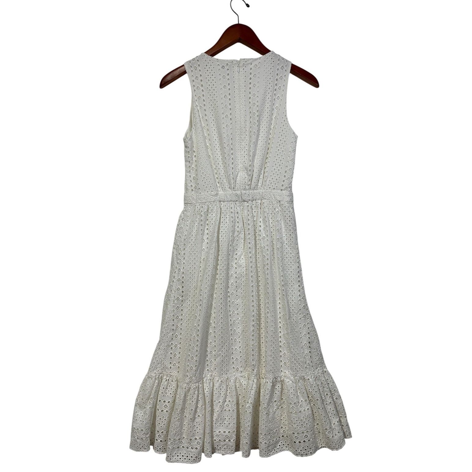 J.Crew Size 00 | J CREW White Cotton Eyelet Lace Sleeveless Dress Size XXS / US 00 / IT 34 - 7 Thumbnail