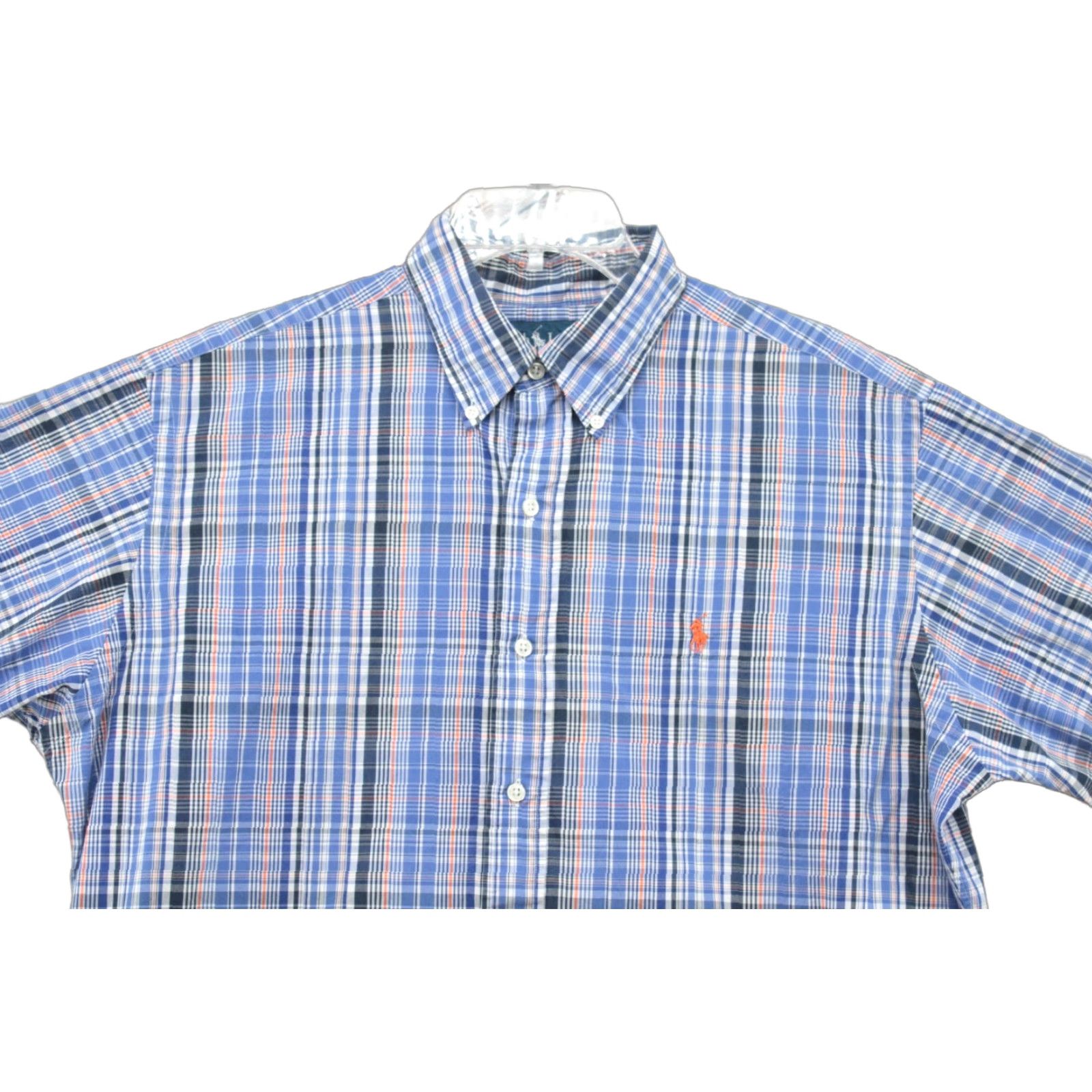 Polo Ralph Lauren VINTAGE Polo Ralph Lauren Shirt Mens L Blue Custom Fit Plaid Shortsleeve Button-Up Size US L / EU 52-54 / 3 - 1 Thumbnail