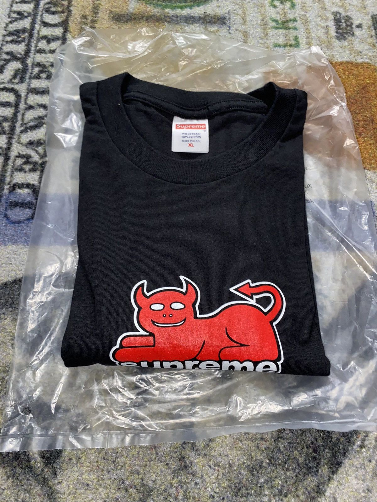 image of Supreme Toy Machine Devil Cat Tee in Black, Men's (Size XL)