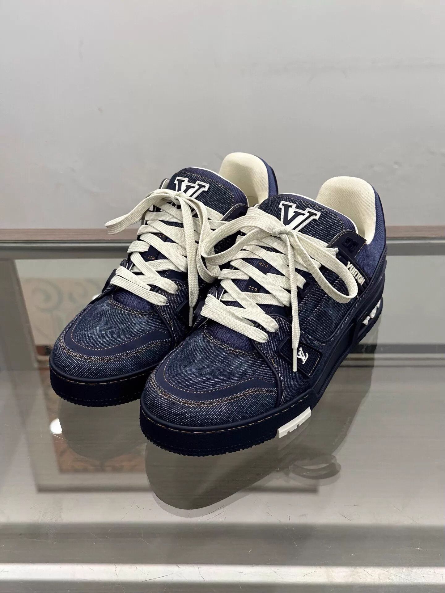 Louis Vuitton LV Men's Dark Blue Denim Monogram Trainer 5 (39) Size US 6 / EU 39 - 1 Thumbnail